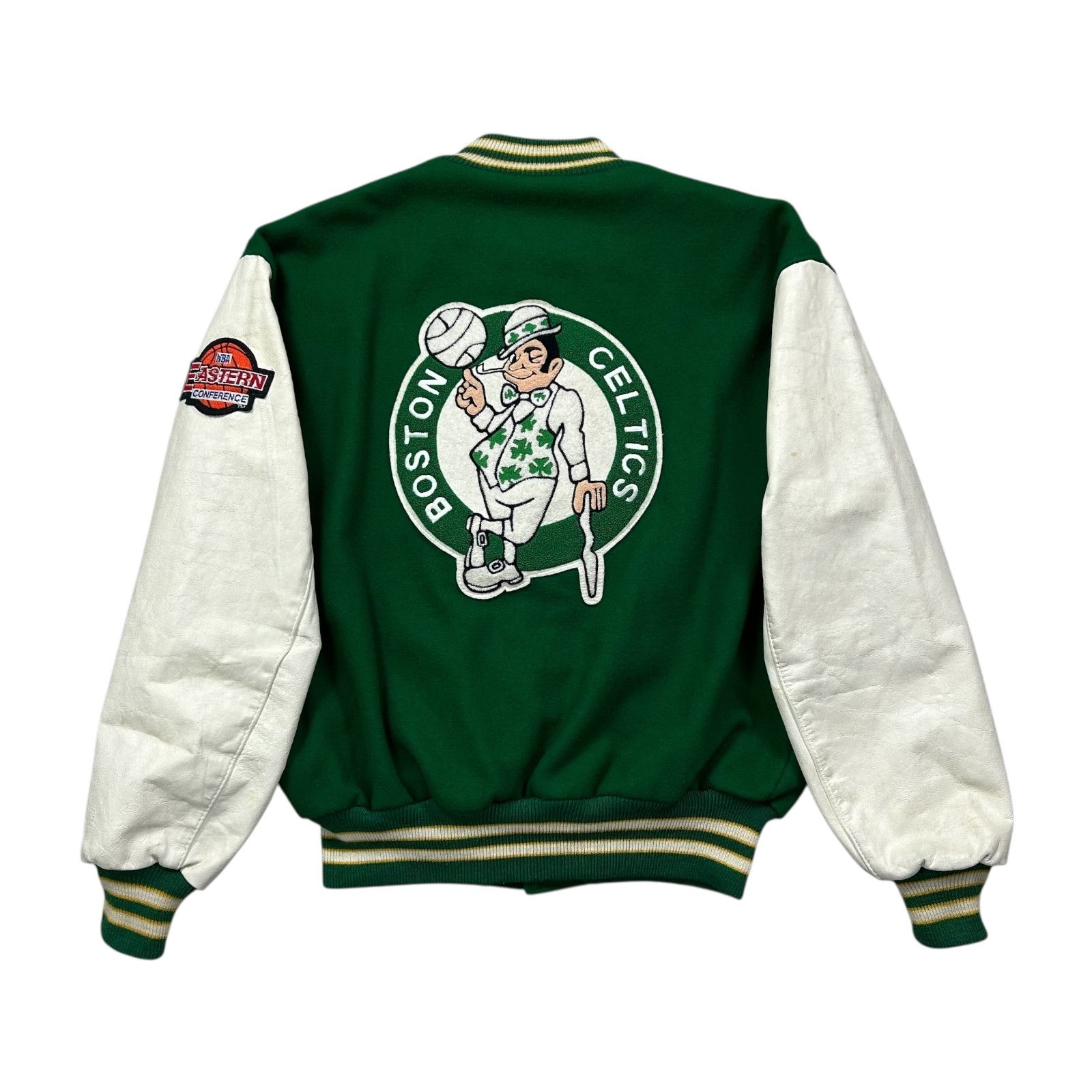 NBA VTG 90s BOSTON CELTICS DELONG VARSITY WOOL LEATHER JACKET Size US L / EU 52-54 / 3 - 1 Thumbnail