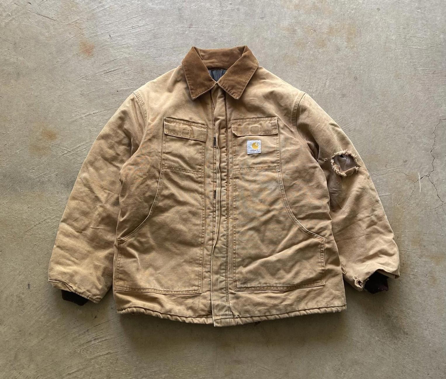 image of Carhartt Thrashed Tan Chore Jacket, Men's (Size XL)