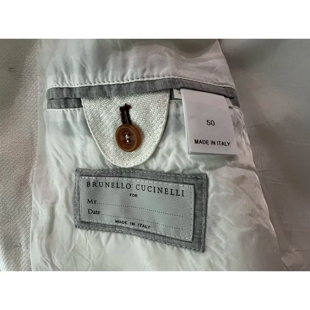 Brunello Cucinelli Brunello Cucinelli Ivory Bomber Jacket Linen Blend IT50 Size US M / EU 48-50 / 2 - 2 Thumbnail