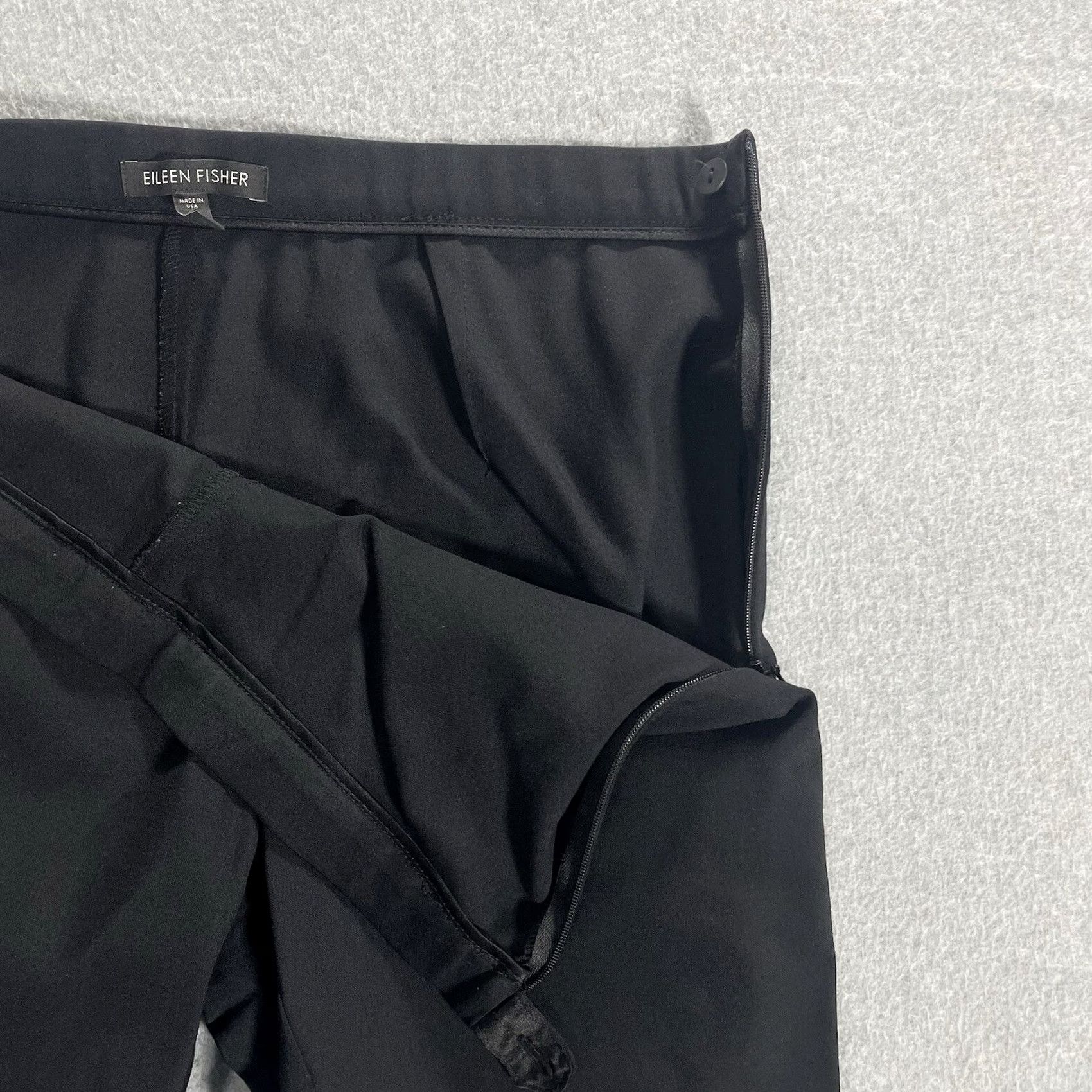 Eileen Fisher VINTAGE Eileen Fisher Pants Size 2 Stretch Ankle Straight Womens Black Made In USA Zip Size 26" / US 2 / IT 38 - 6 Thumbnail