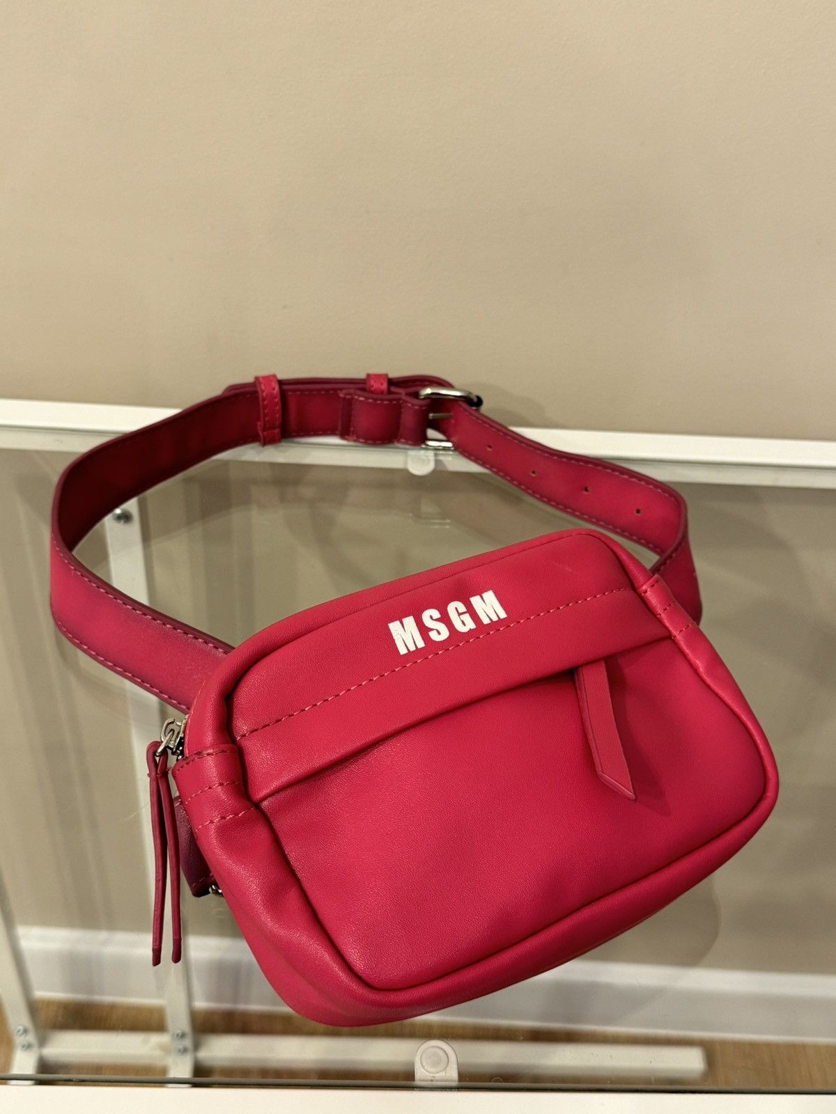 MSGM MSGM kids pink leather bag with logo belt bag crossbody Size ONE SIZE - 1 Thumbnail