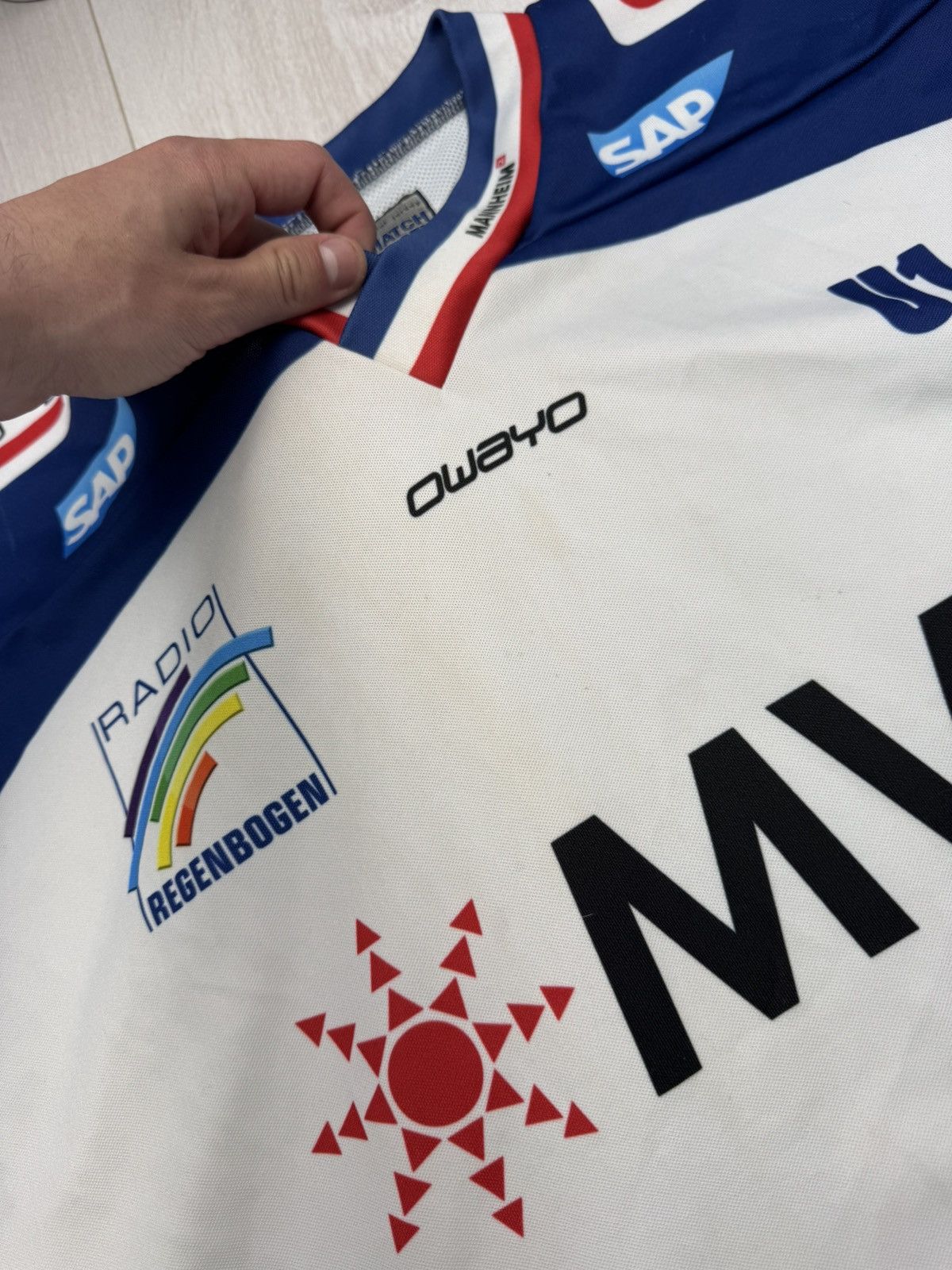 NHL MATCHWORN HC Adler Mannheim hockey jersey #13 MAIER Size US L / EU 52-54 / 3 - 8 Thumbnail
