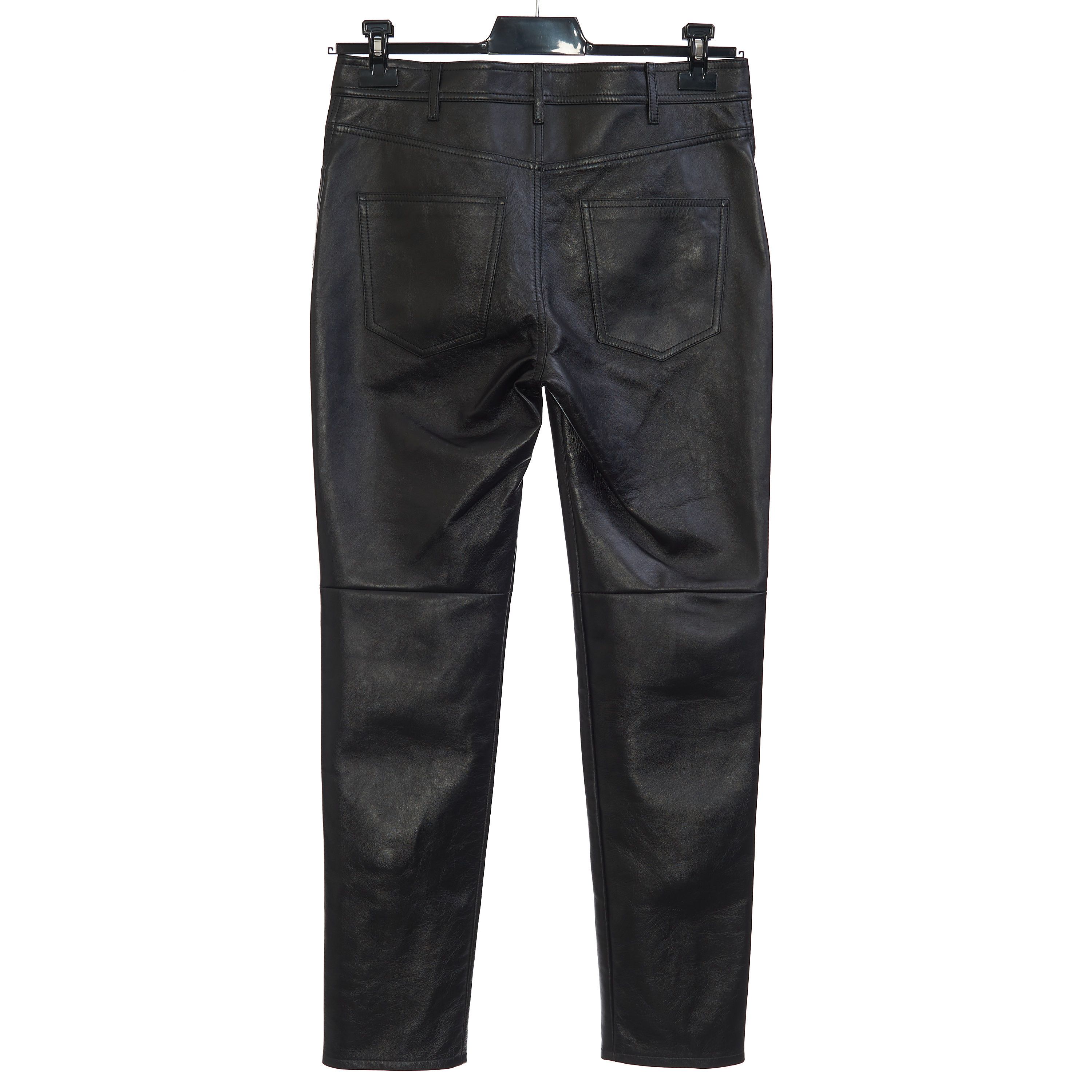 Celine Slim Jeans In Soft Black Lambskin Leather Size US 34 / EU 50 - 2 Thumbnail