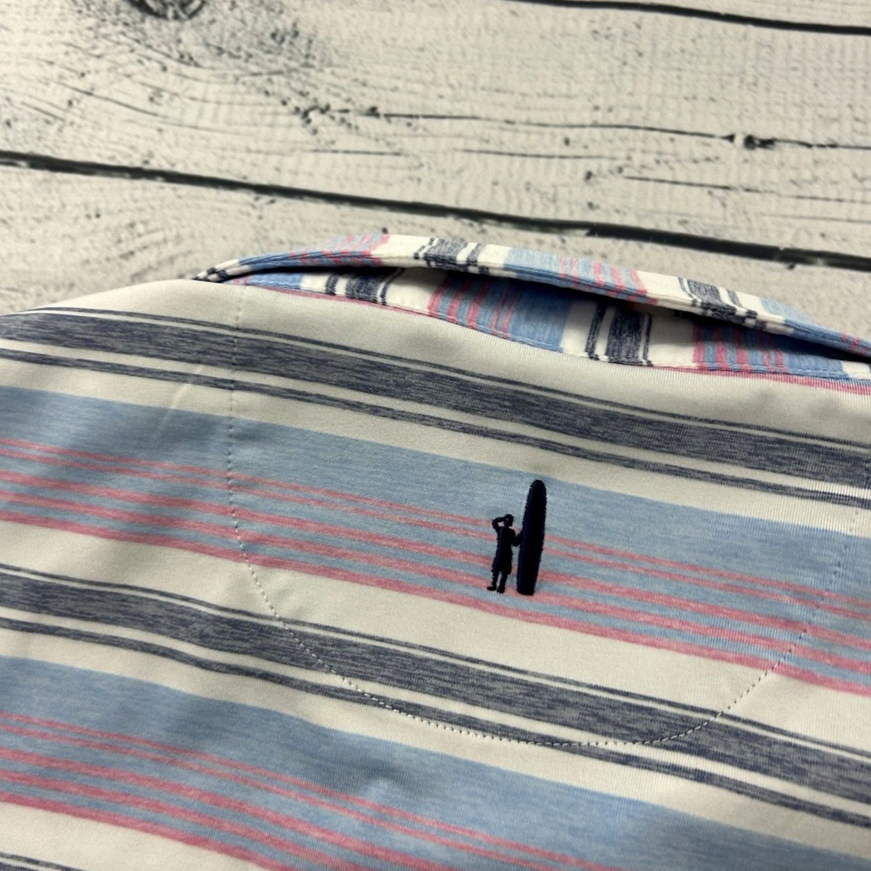 johnnie-O johnnie-O Short Sleeve Striped Golf Polo Shirt Men M Blue Pink Size US M / EU 48-50 / 2 - 5 Thumbnail