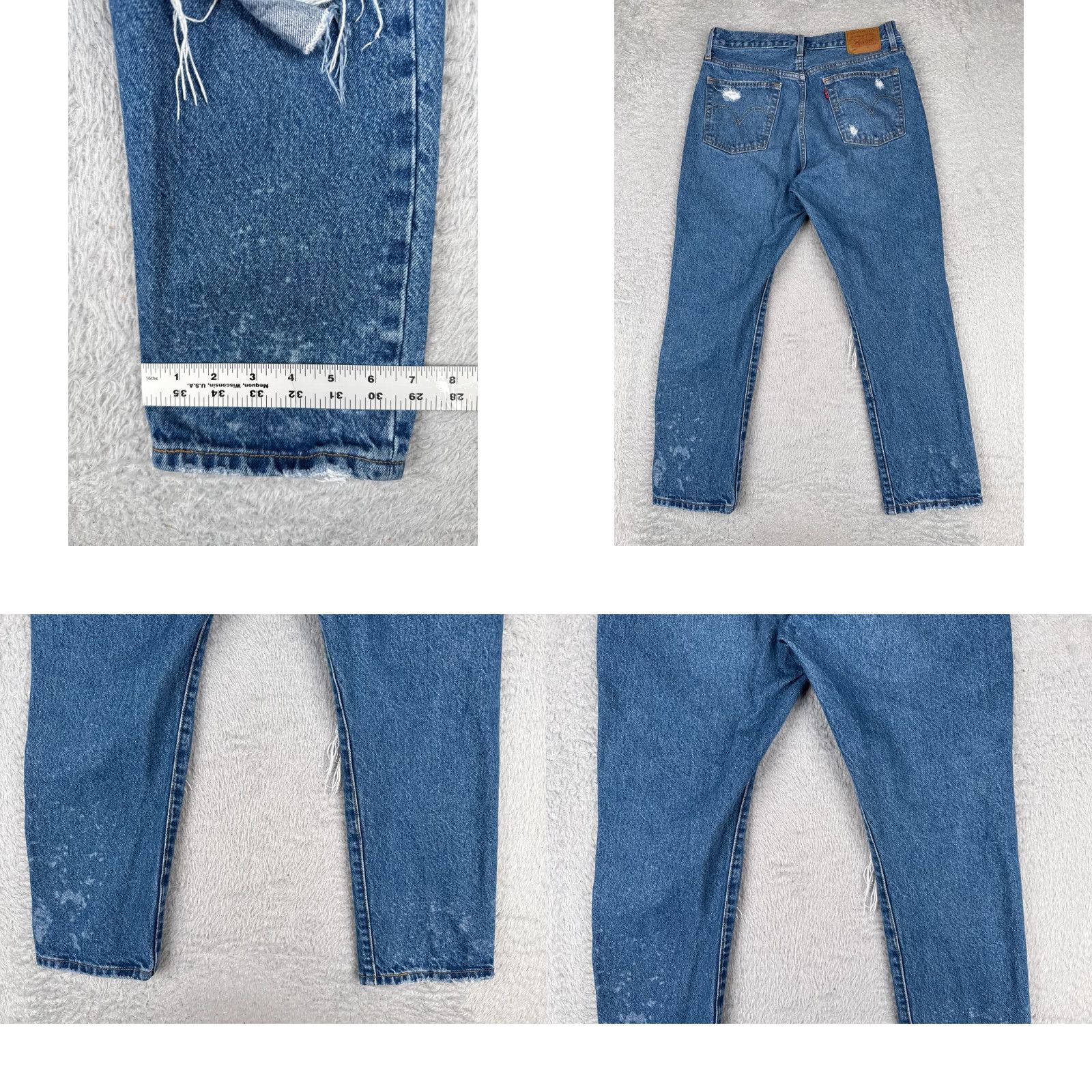 Levi's VINTAGE Levis Jeans 501 Levi'S Denim Blue 29x25 Distressed Button Fly Regular Mens Jeans 501 Series Retro 29 Size US 29 - 10 Thumbnail