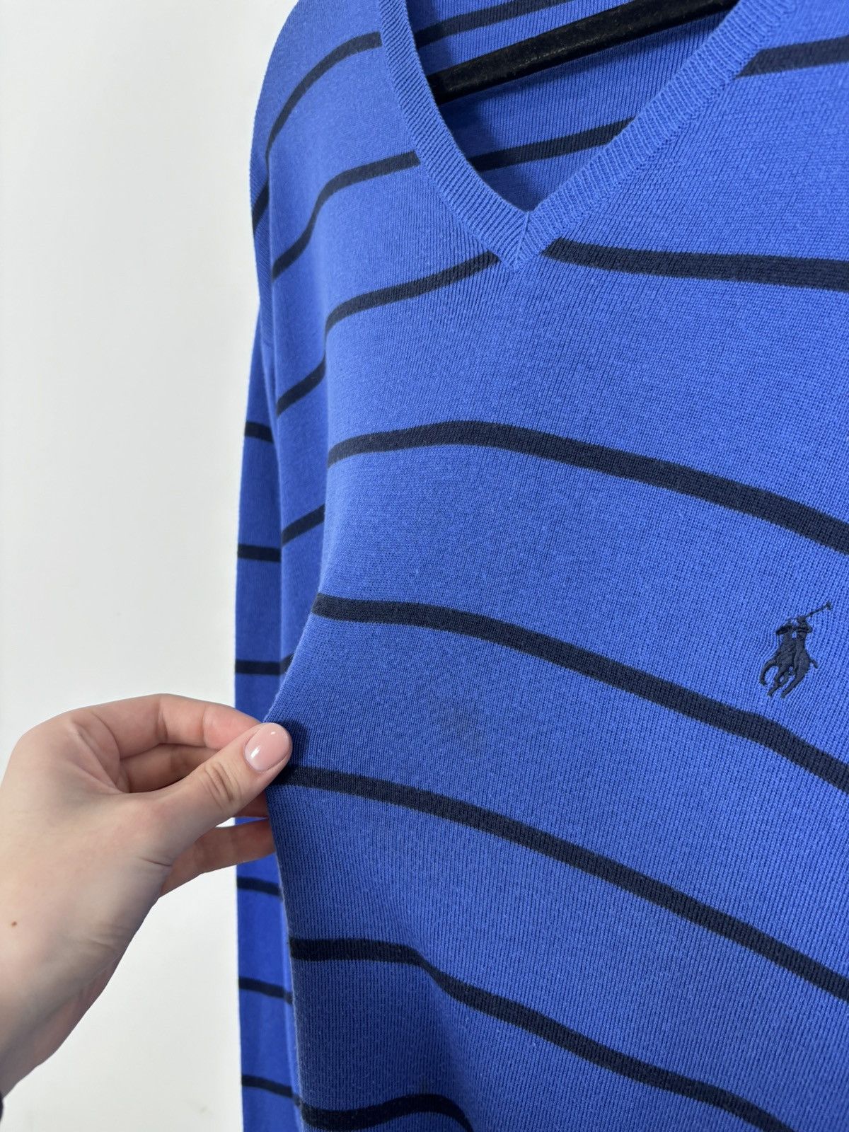 Polo Ralph Lauren Polo Ralph Lauren Men’s Blue Striped V-Neck Sweater Size US XL / EU 56 / 4 - 6 Thumbnail