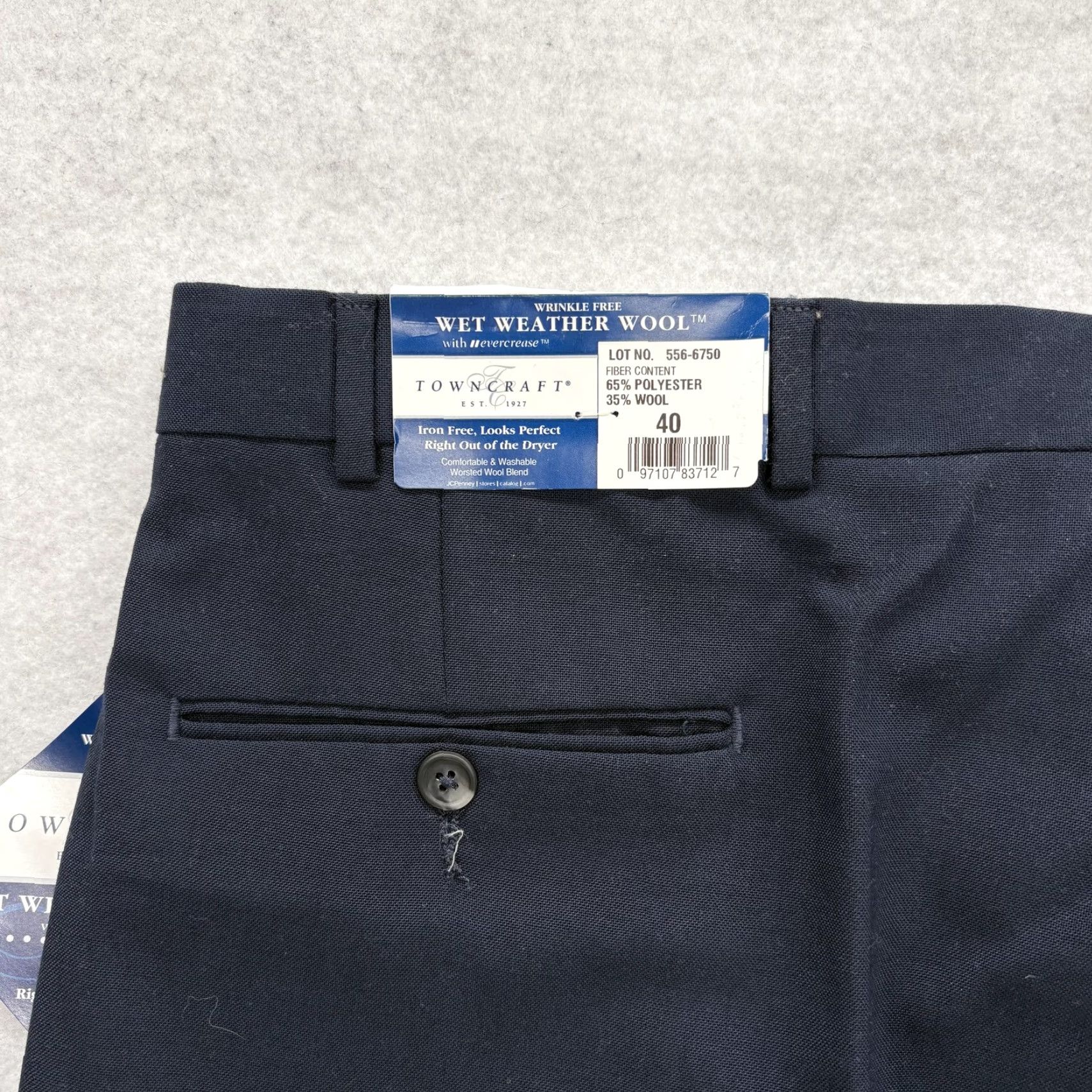 Vintage VINTAGE Towncraft Dress Pants Mens 40 Blue Wet Weather Wool Pleated Wrinkle Free 90s Business Formal Pants Mens Size US 40 / EU 56 - 2 Thumbnail