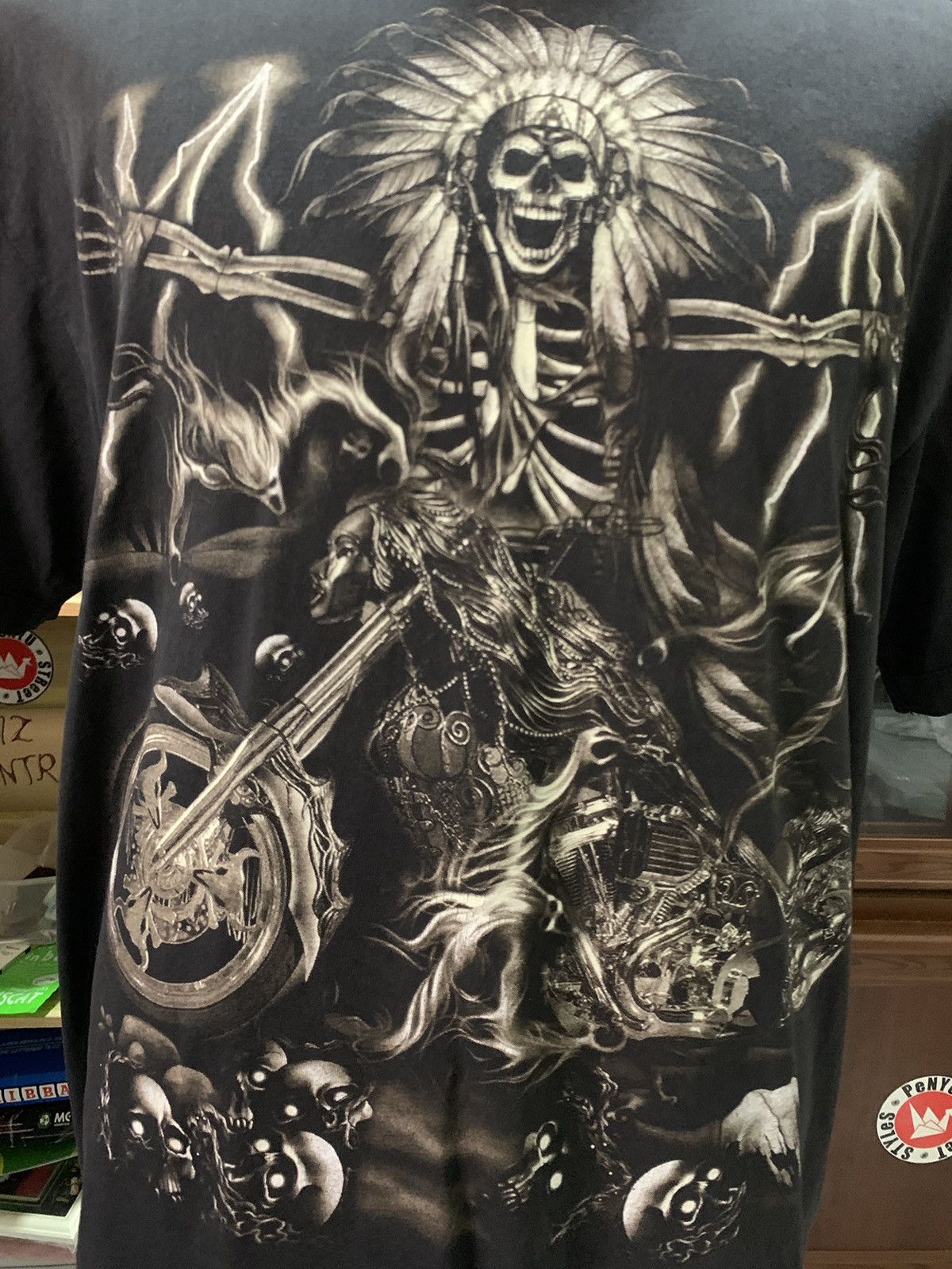 If Six Was Nine Y2K Skull Rider Punk Full Print Tee Size US L / EU 52-54 / 3 - 2 Thumbnail