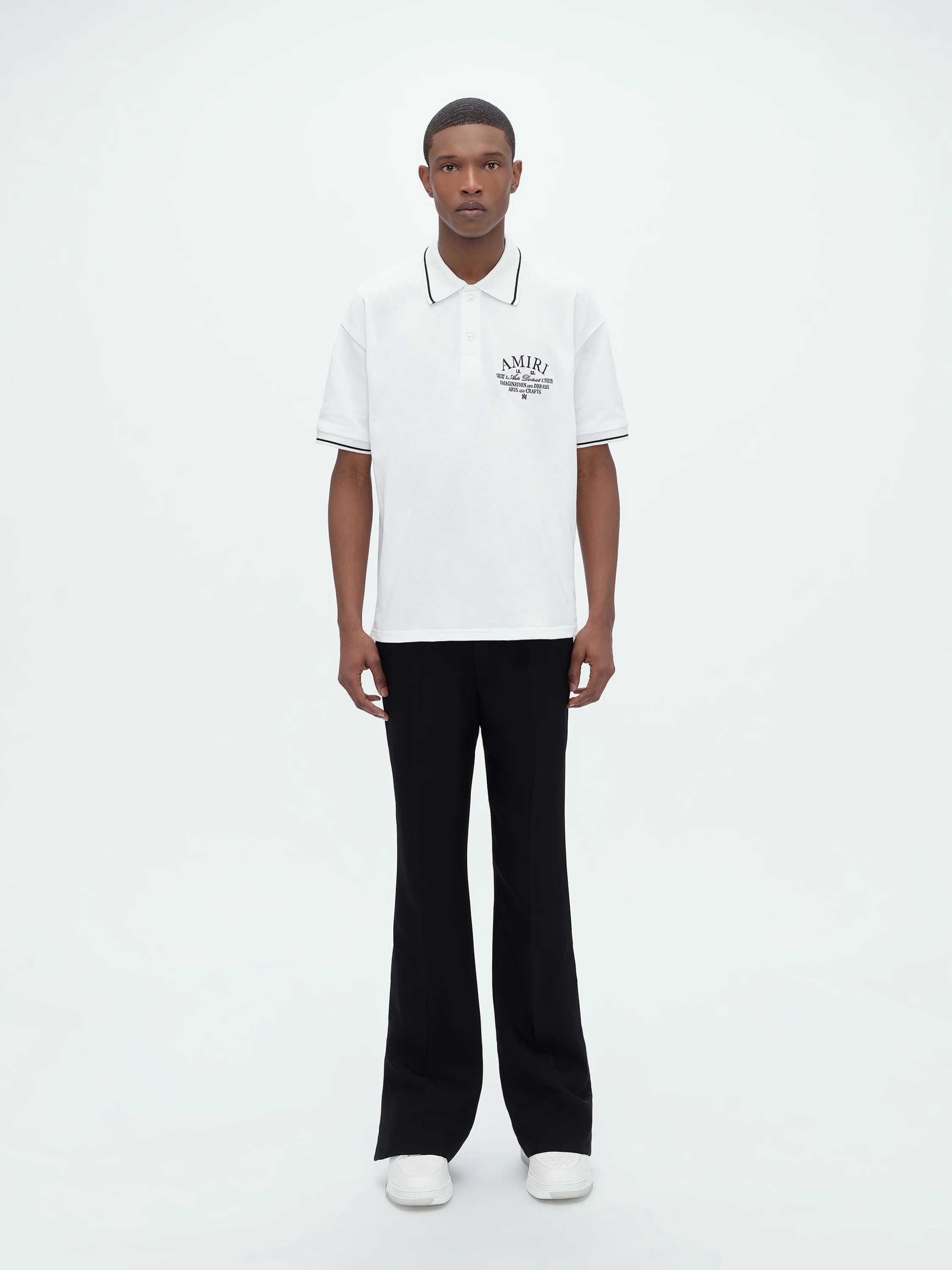 Amiri o1s1wg110825 Arts District Pique Polo Shirt in White Size US S / EU 44-46 / 1 - 2 Thumbnail