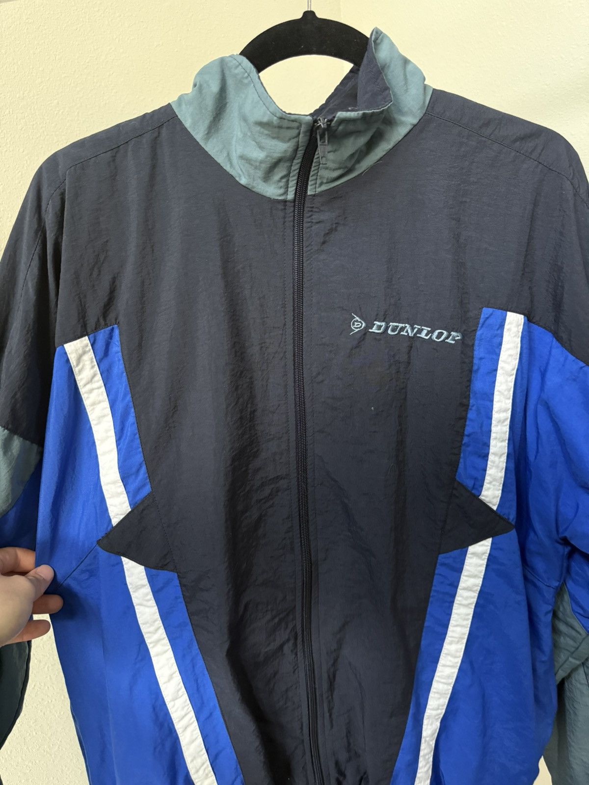 Dunlop 90s Vintage Dunlop Sport Jacket Windbreaker Blue Grey Size M Size US M / EU 48-50 / 2 - 5 Thumbnail