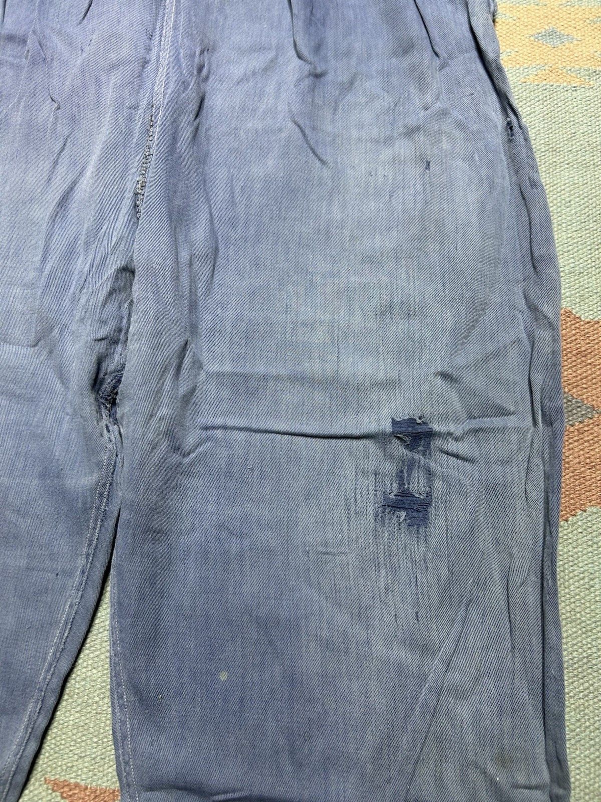 Vintage 1950s side zip pants pedal push farm worn repaired gabardine Size 31" - 5 Thumbnail