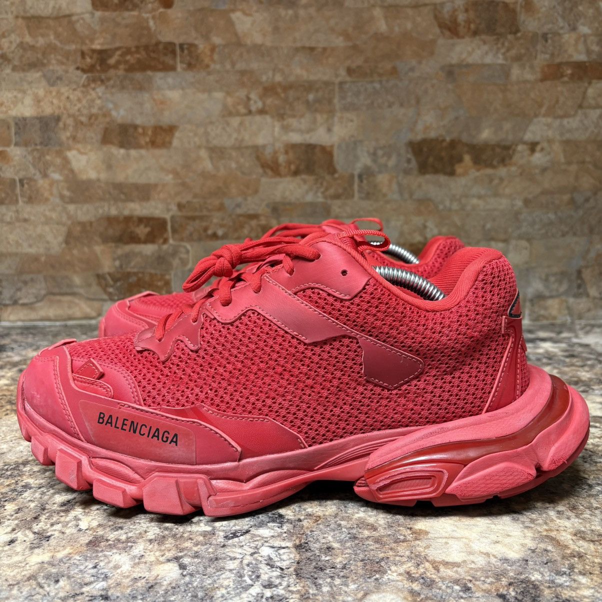 Balenciaga Balenciaga Track 3 Distressed Sneaker Red Size US 10 / EU 43 - 4 Thumbnail