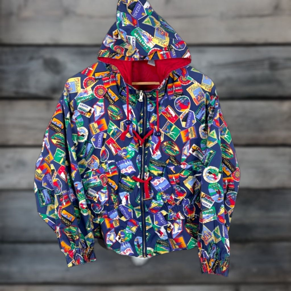 Vintage VINTAGE Line-Up 90s Cruise Line Jacket Wool? Actually cotton windbreaker Hooded Zip Toggle Women's Small Blue Size S / US 4 / IT 40 - 1 Thumbnail