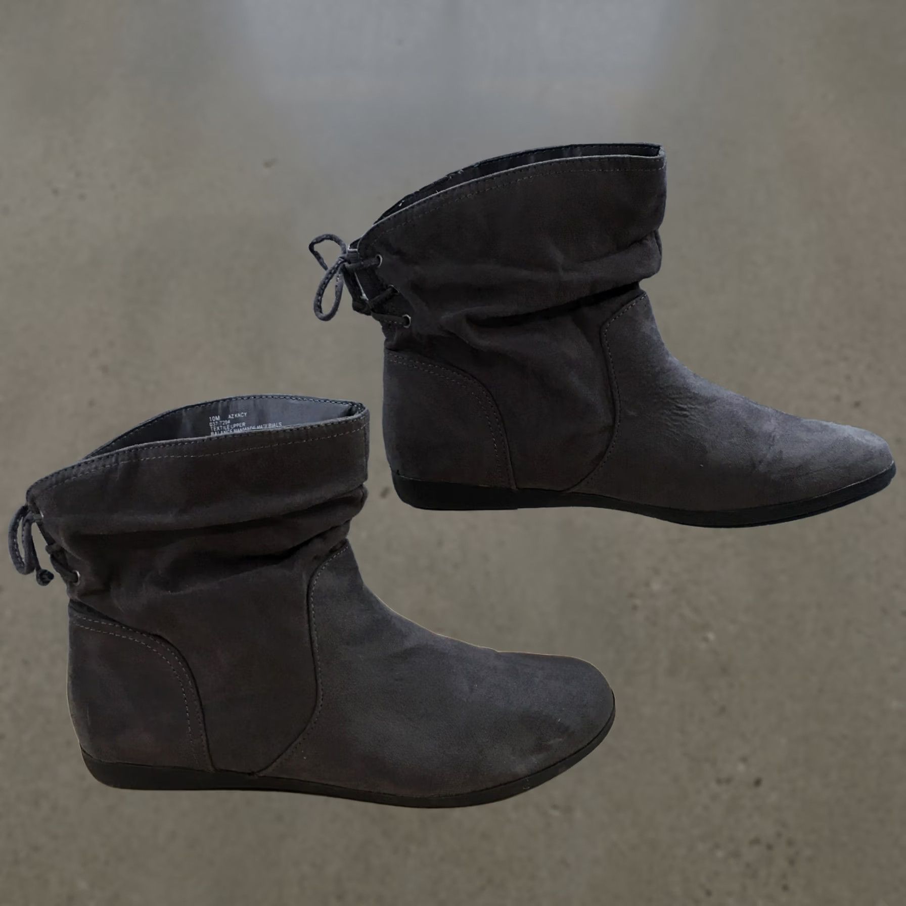 Vintage Arizona Jeans Co Boots Womens 10 M Kacy Ankle Bootie Gray Fabric Flat Casual Shoes Size 32" / US 10 / IT 46 - 1 Thumbnail