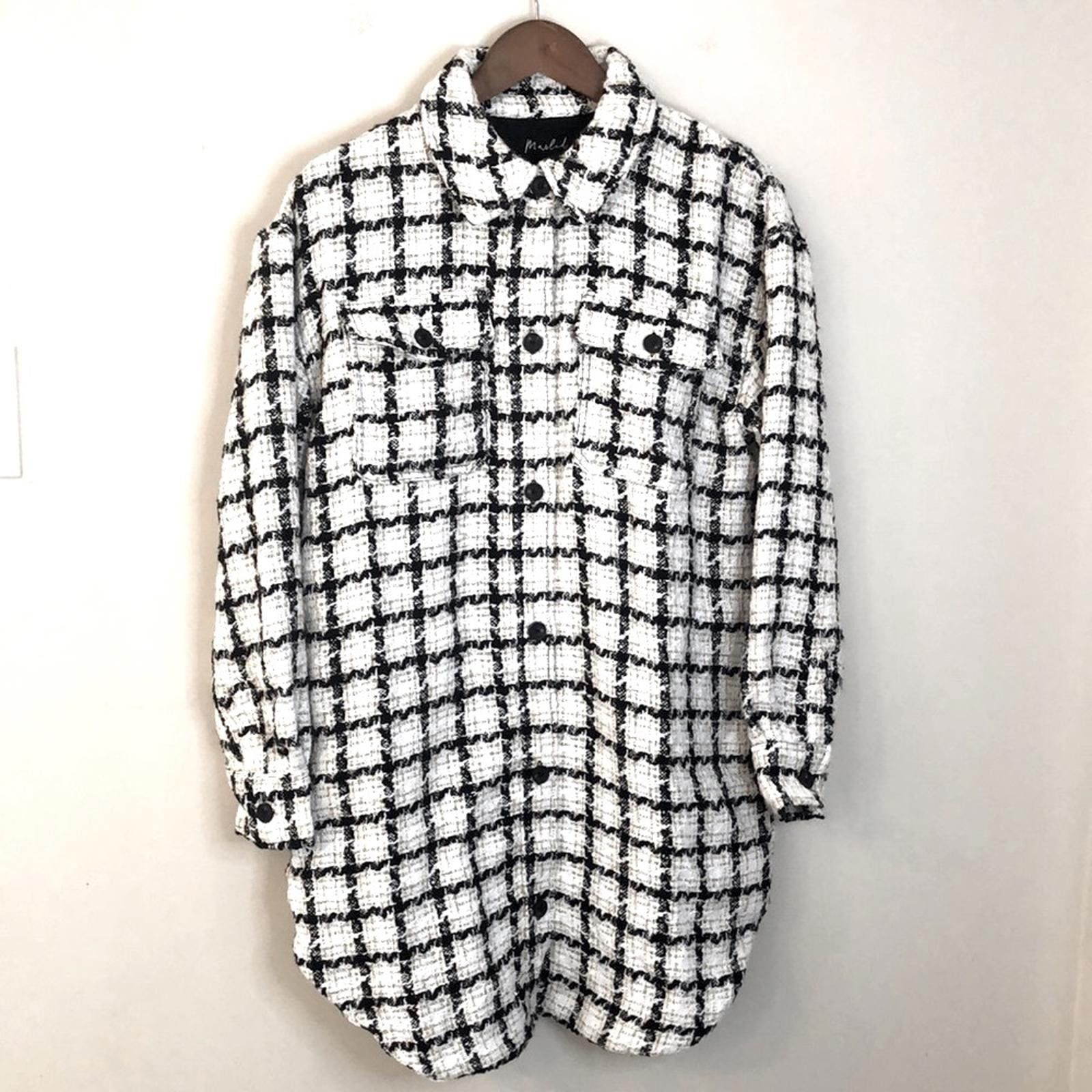 Bob Marley Marled Tweed coat Shacket Black Gold cream plaid SZ Medium Size M / US 6-8 / IT 42-44 - 1 Thumbnail