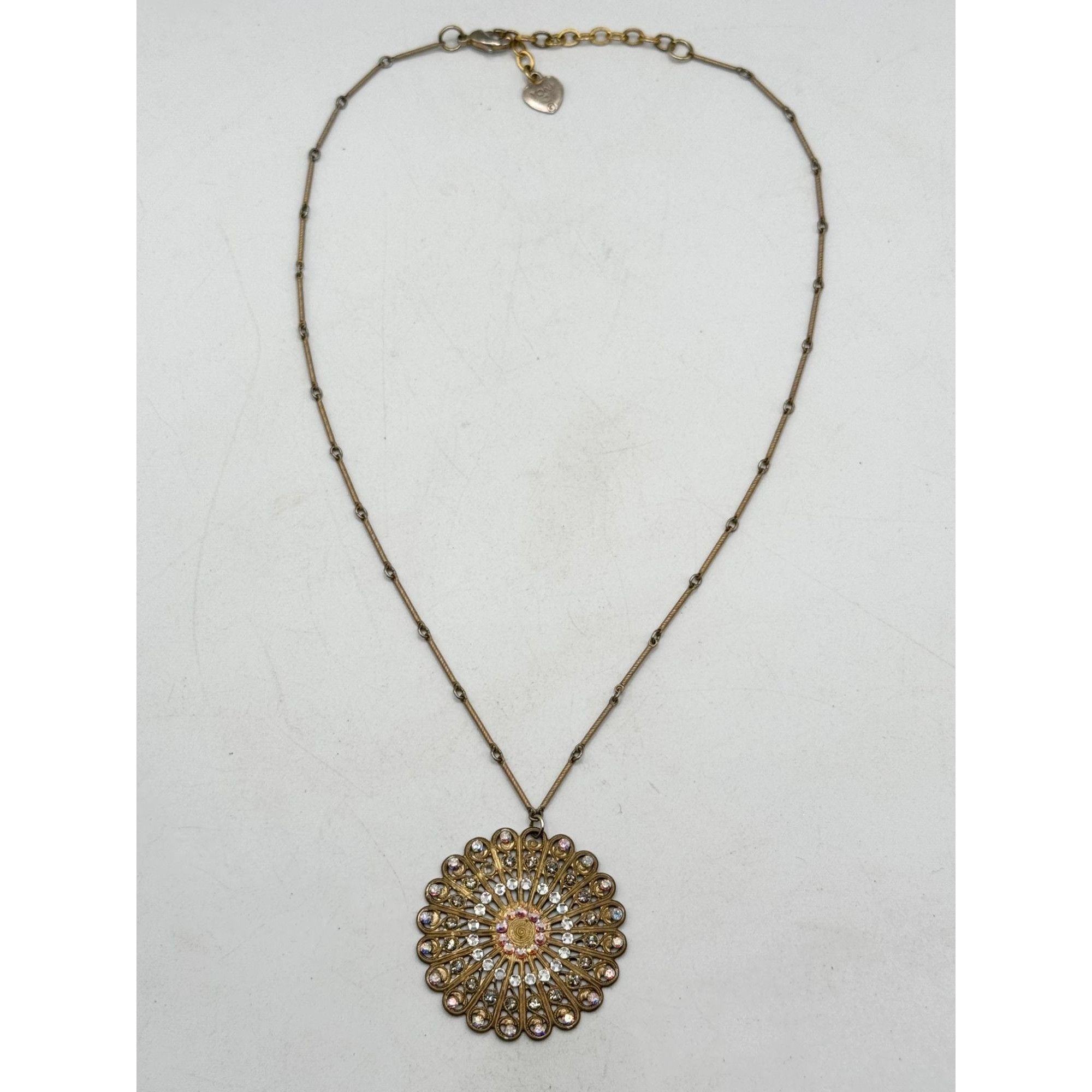 Vintage Vintage Yoni Z Filigree Rhinestone Pendant Necklace Size ONE SIZE - 2 Thumbnail