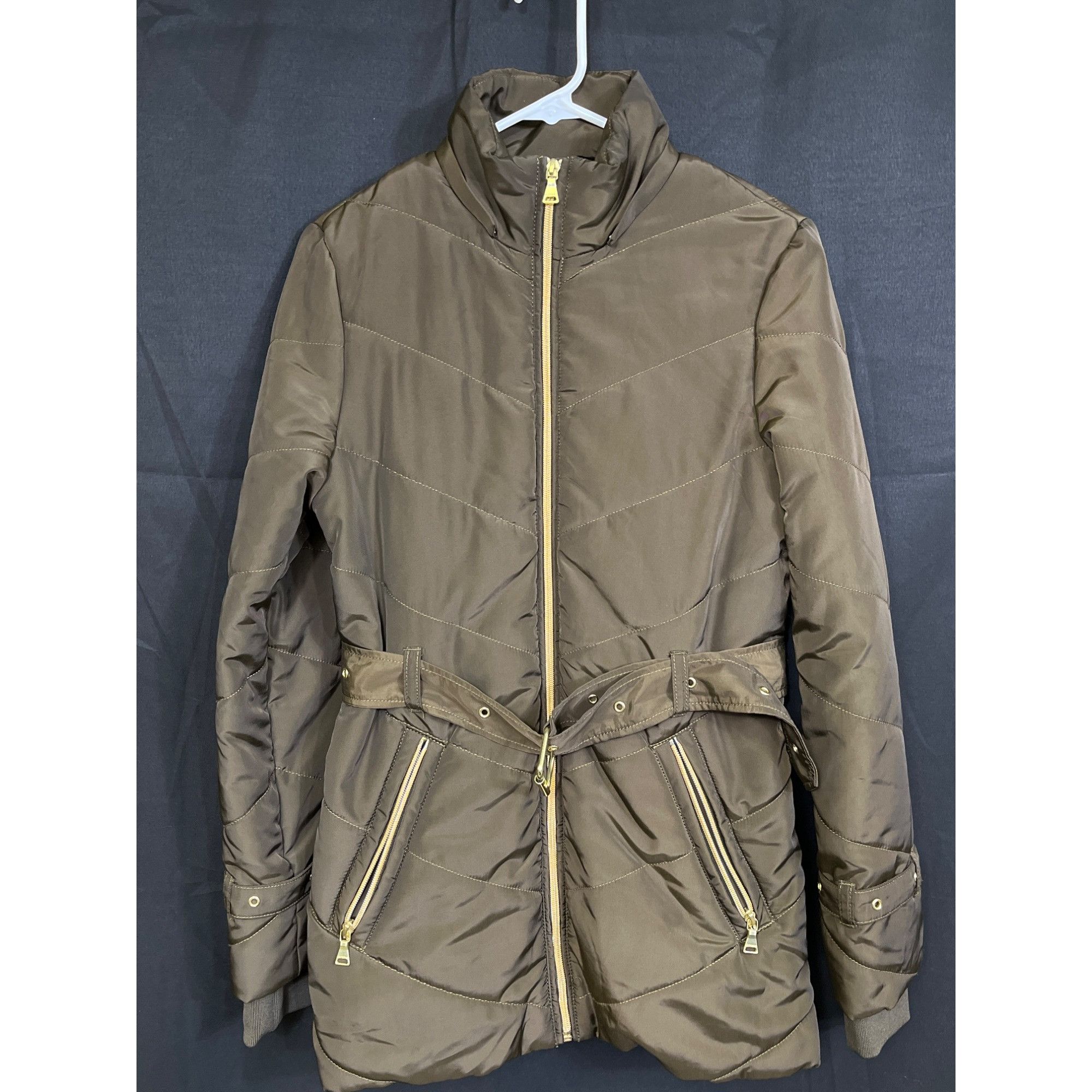 Express Express SKU 7920 Womens Olive Green Parka Jacket With Belt S Size S / US 4 / IT 40 - 1 Thumbnail