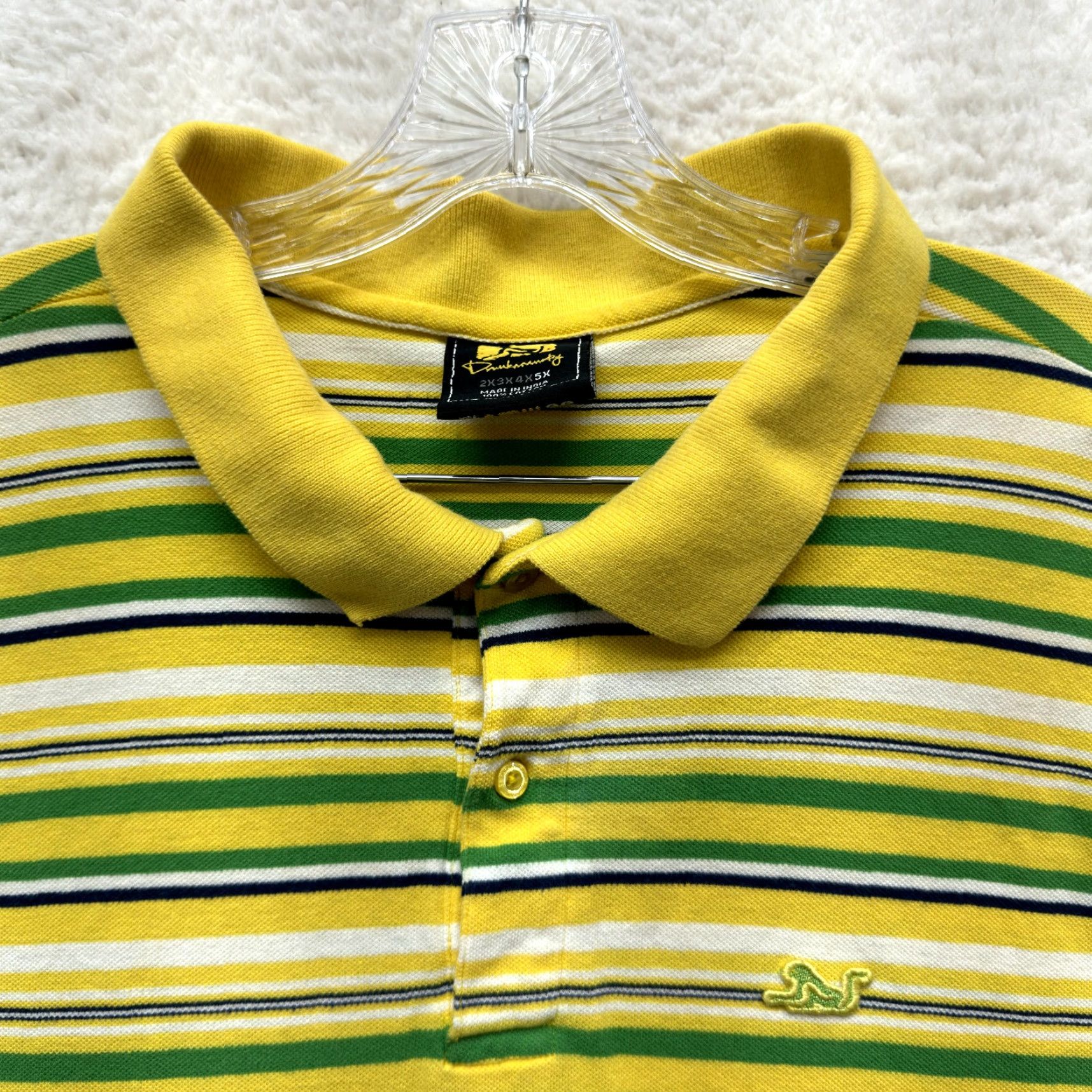 Vintage VINTAGE Drunk Munky Polo Shirt 5X Mens Yellow Green Striped Short Sleeve Polo Mens Big & Tall Size US XXL / EU 58 / 5 - 3 Thumbnail