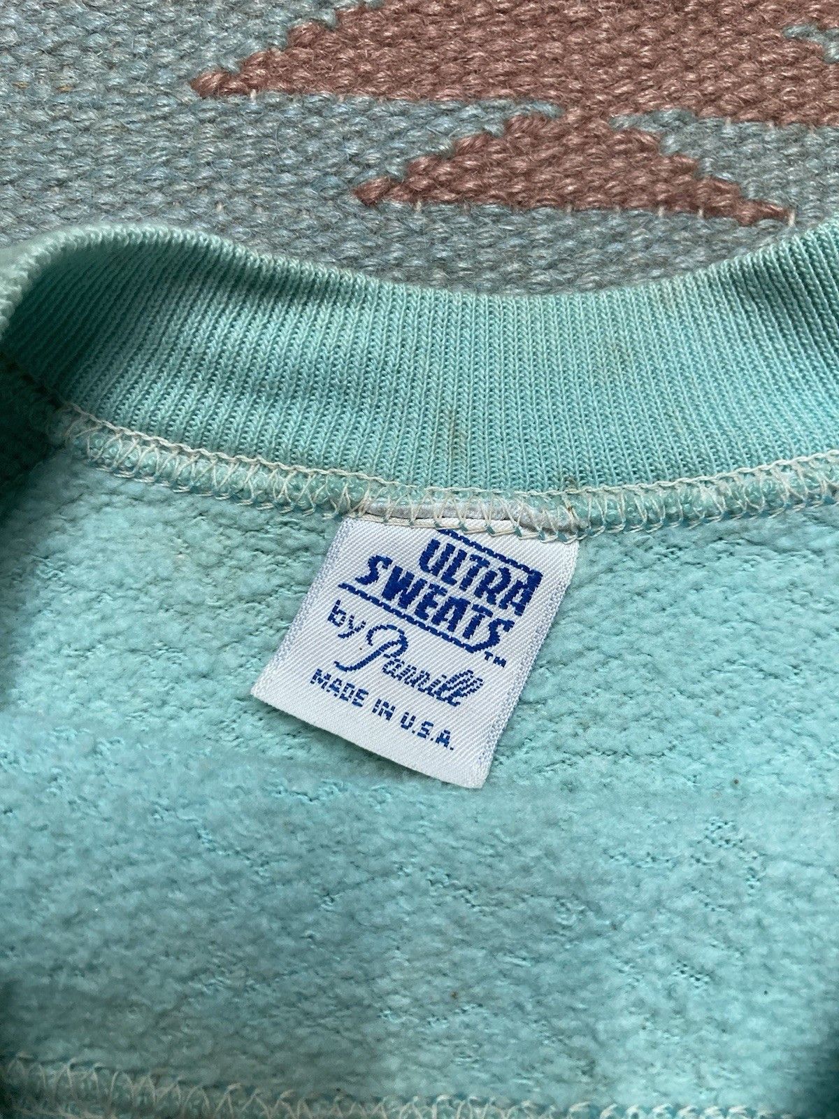 Vintage 70s crewneck sweatshirt blank teal blue grunge soft medium Size US M / EU 48-50 / 2 - 5 Thumbnail
