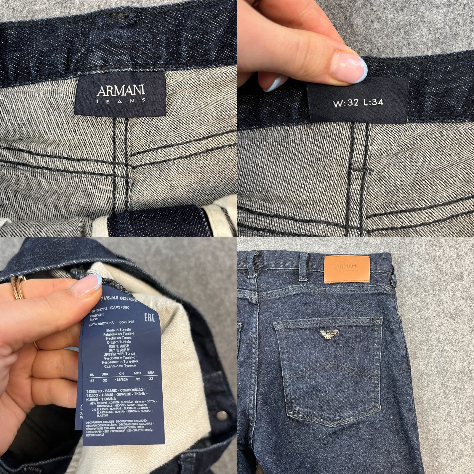 Vintage Armani Jeans Jeans Slim Straight 32 Dark Wash Blue Indigo Stretch J45 Mens Regular Size US 32 / EU 48 - 8 Thumbnail