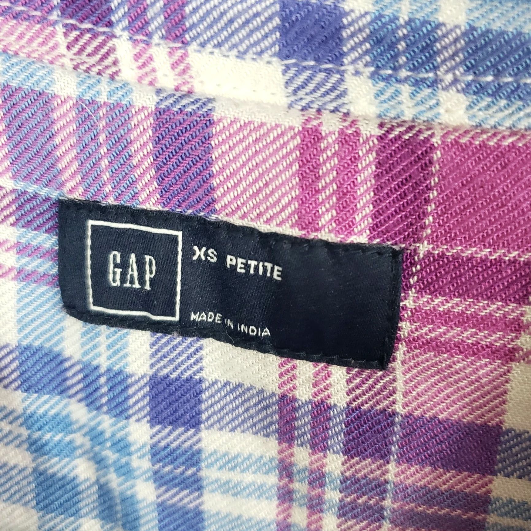 Gap Gap Shirt Women's Button Front PXS Plaid Purple Blue Long Sleeve Rayon Size Type: Petites, Gap Purple Plaid Button-Up Shirt Womens Size XS / US 0-2 / IT 36-38 - 5 Thumbnail