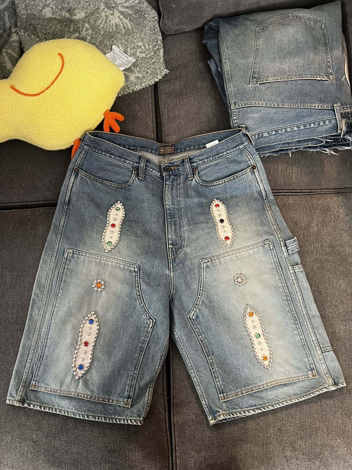 KAPITAL キャピタル 14oz STUDS REMAKE DENIM Kapital 14oz STUDS Remake Denim Shorts | Liberty