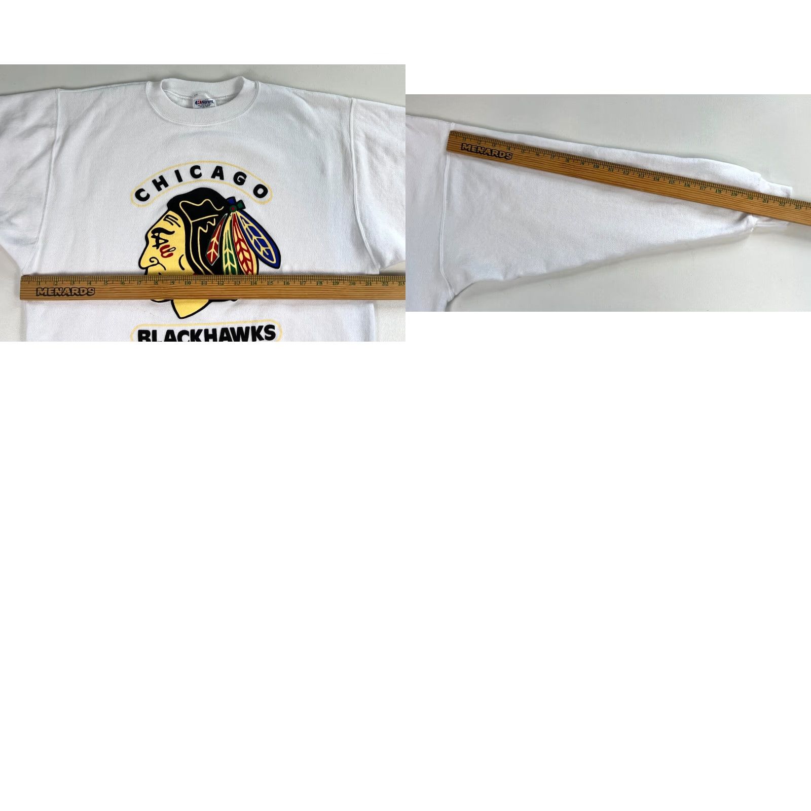 Hanes VINTAGE Hanes Chicago Blackhawks NHL Sweatshirt Crewneck Mens Adult Large White 90s Logo Pullover Size US L / EU 52-54 / 3 - 8 Thumbnail