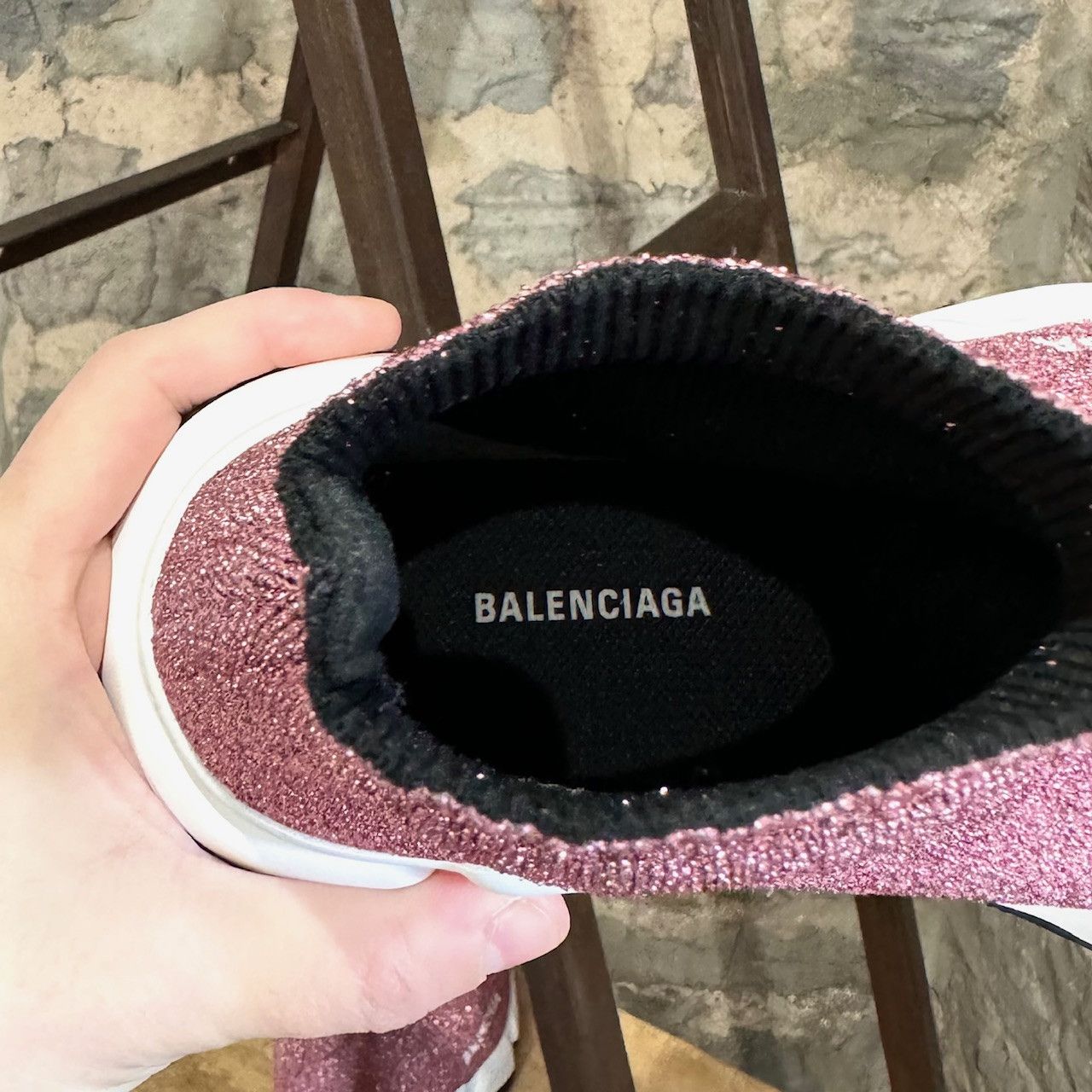 Balenciaga Balenciaga Pink Knit Laminated Speed Logo Sock Sneakers Size US 6 / IT 36 - 9 Thumbnail