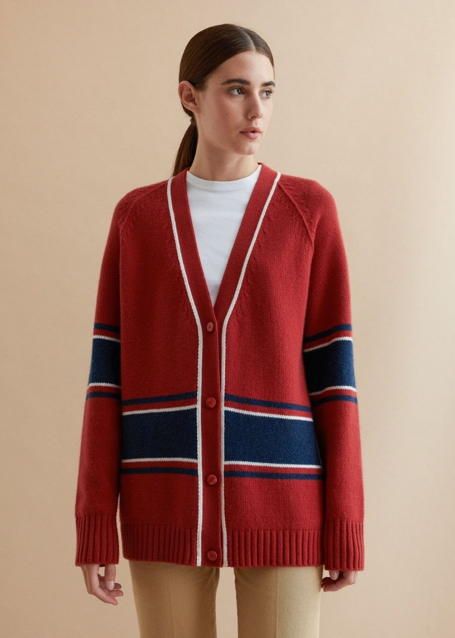 Loro Piana o1srvl11e0524 Cardigan in Red Size S / US 4 / IT 40 - 2 Thumbnail
