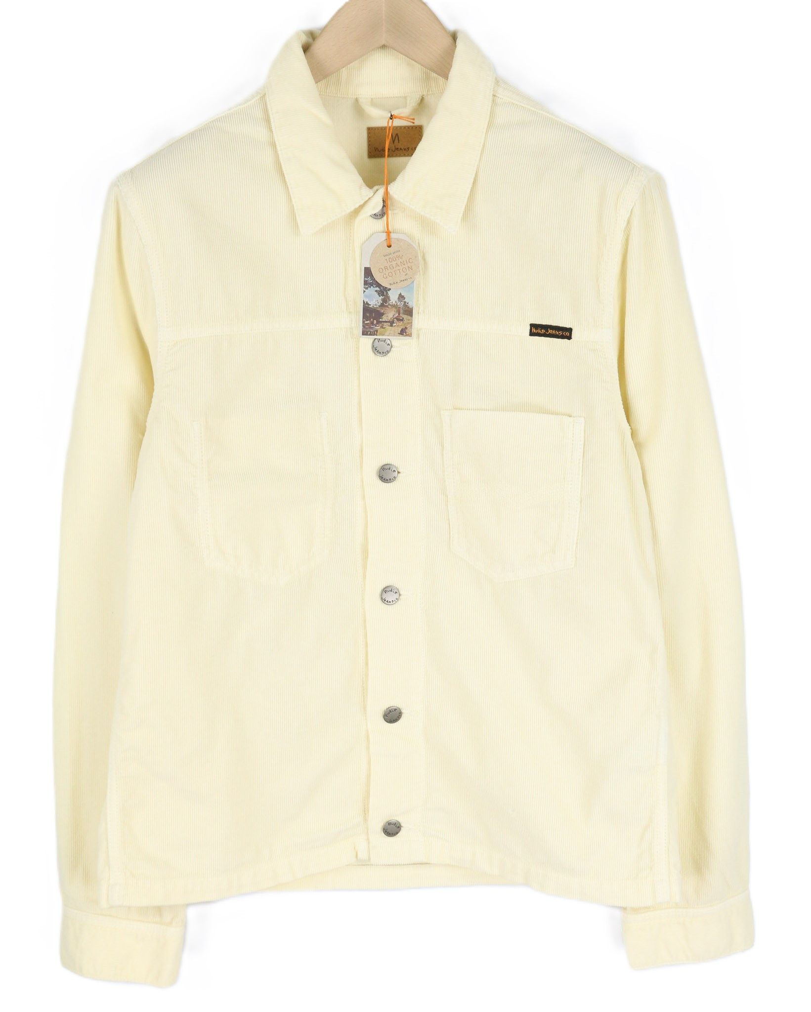 RONNY M Dusty White Cotton Corduroy Logo Jacket 81019