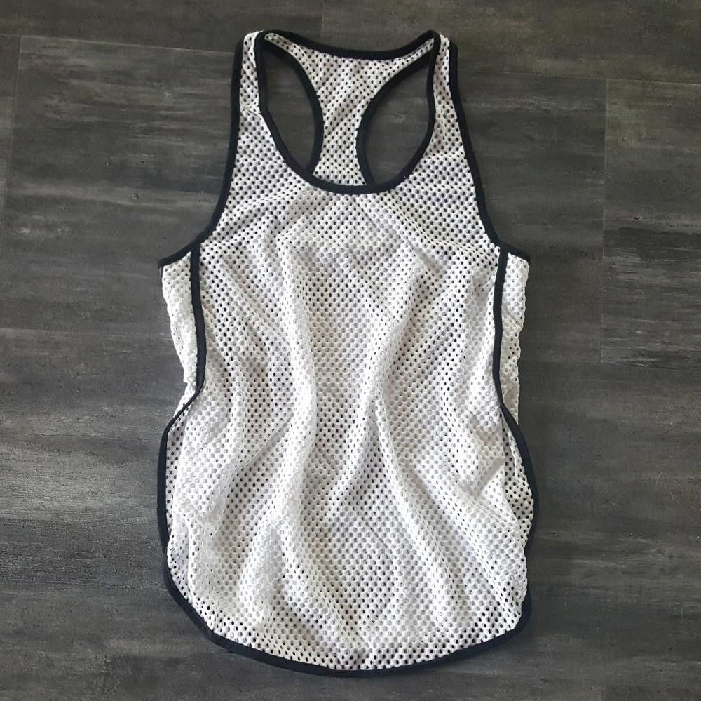 Fabletics White Black Fabletics Tristan Mesh Tank Size S / US 4 / IT 40 - 1 Thumbnail