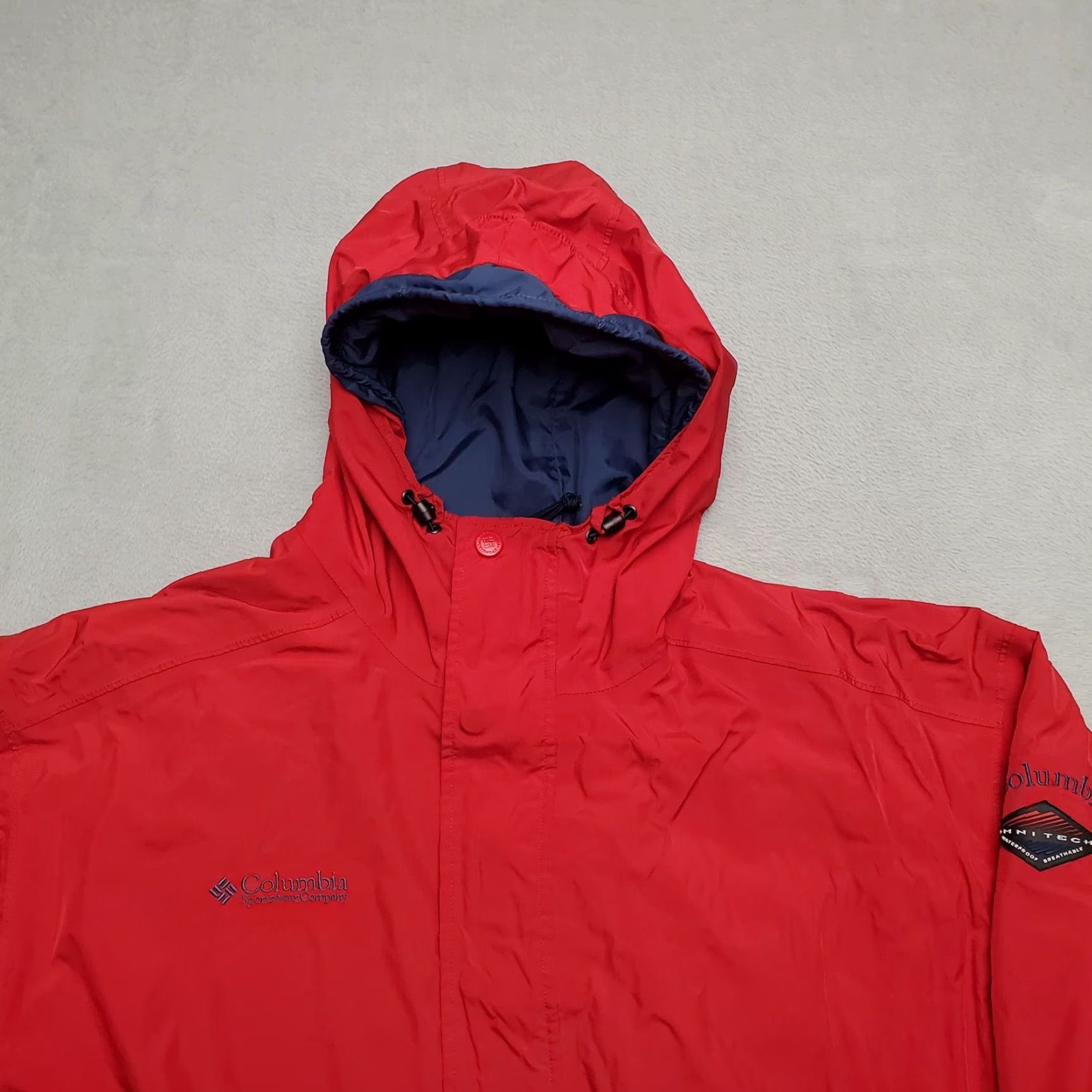 Etro VINTAGE Columbia Jacket Mens L Red Omni Tech Waterproof Breathable Retro Outdoor VTG Rain Coat Long Sleeve Zipper Mens Size US L / EU 52-54 / 3 - 3 Thumbnail