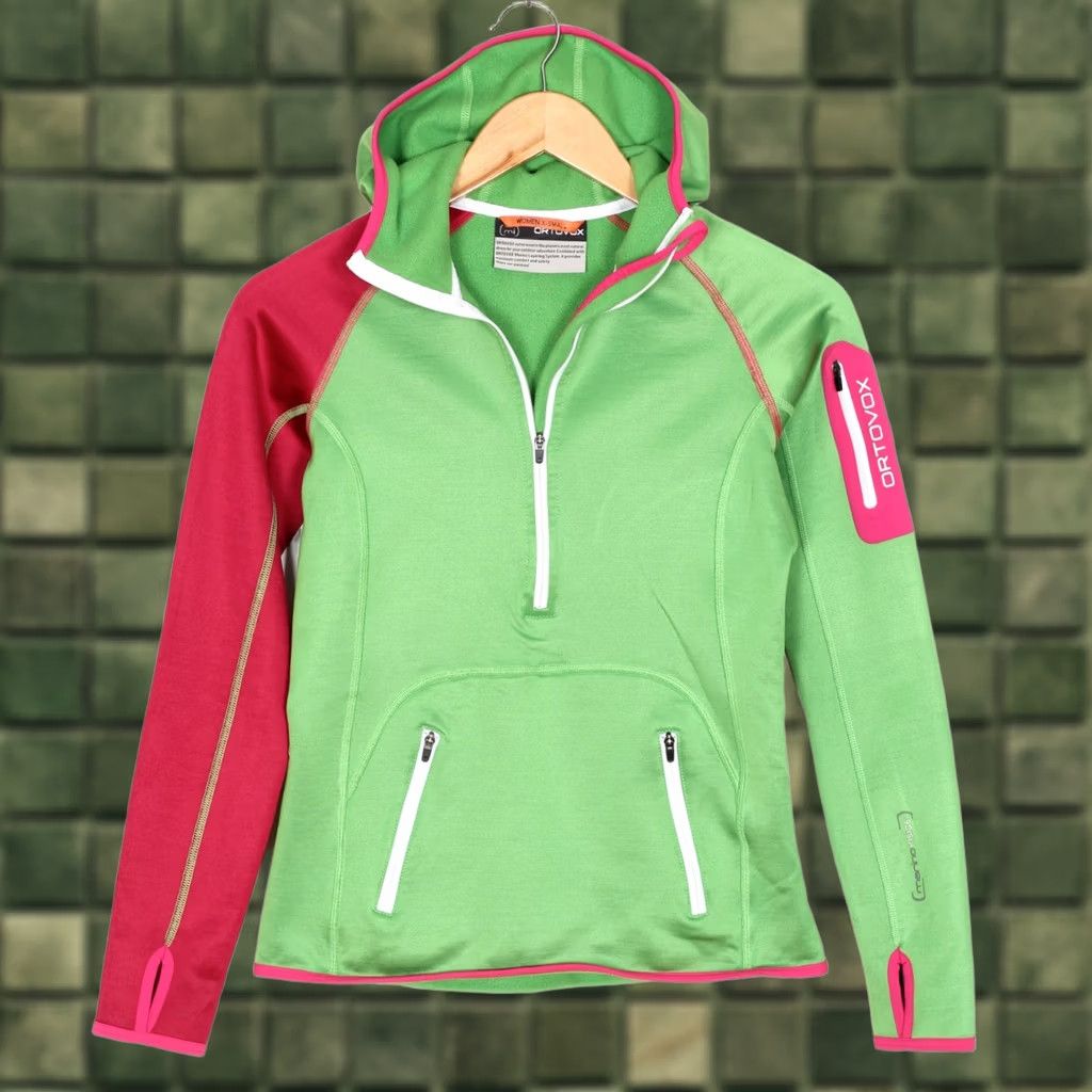 ORTOVOX Ortovox Shirt Womens XS Green Merino Inside Half Zip Hoodie Sweatshirt Women Size VR3187 Size XS / US 0-2 / IT 36-38 - 1 Thumbnail