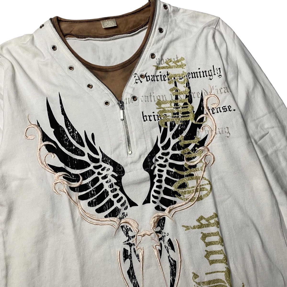 If Six Was Nine 2000's Cornflake Double Layer Poem Zipper Longsleeve Size US M / EU 48-50 / 2 - 2 Thumbnail