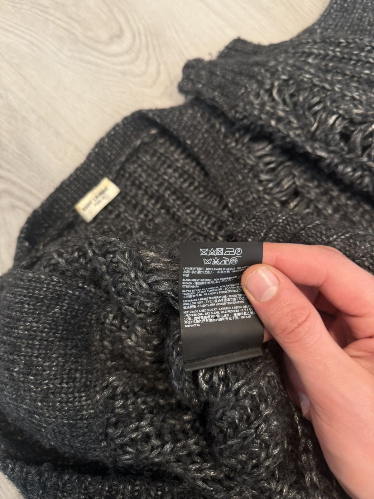 Saint Laurent Paris s/s 2015 distressed wool cardigan!! Size US L / EU 52-54 / 3 - 10 Thumbnail
