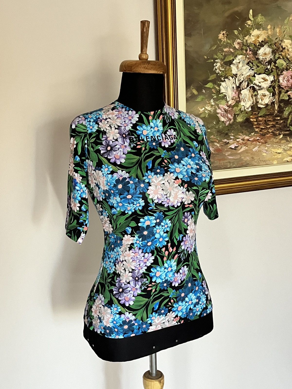 Balenciaga 2018 Balenciaga Floral Print Stretch Top Size M / US 6-8 / IT 42-44 - 3 Thumbnail