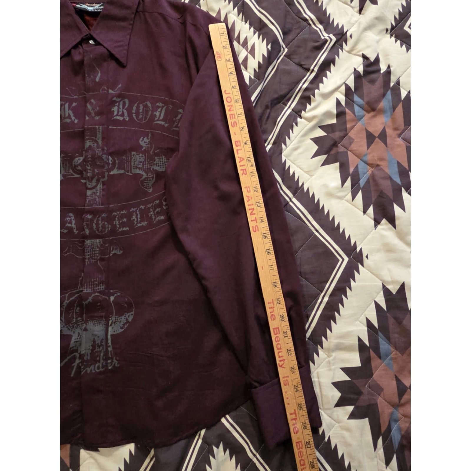 Fender Fender Button-Up Shirt Rockabilly Maroon Long Sleeve Men's M Rock Music Casual Party/Cocktail Travel Quality All Seasons Breathable Easy Care Size US M / EU 48-50 / 2 - 7 Thumbnail