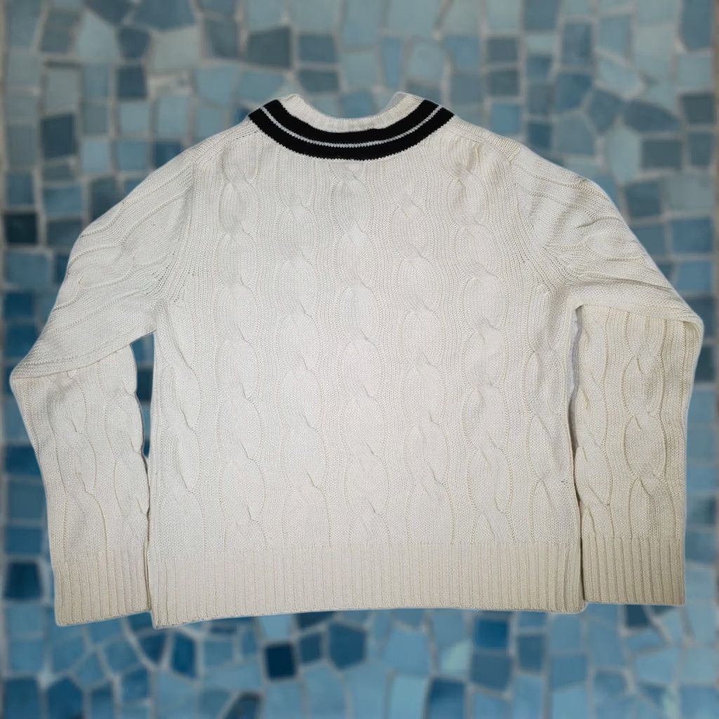 Vintage Hickey Freeman 100% Cashmere Cable Knit Cricket Sweater White Black Men's L Pullover Knit Casual/Workwear Size US L / EU 52-54 / 3 - 1 Thumbnail