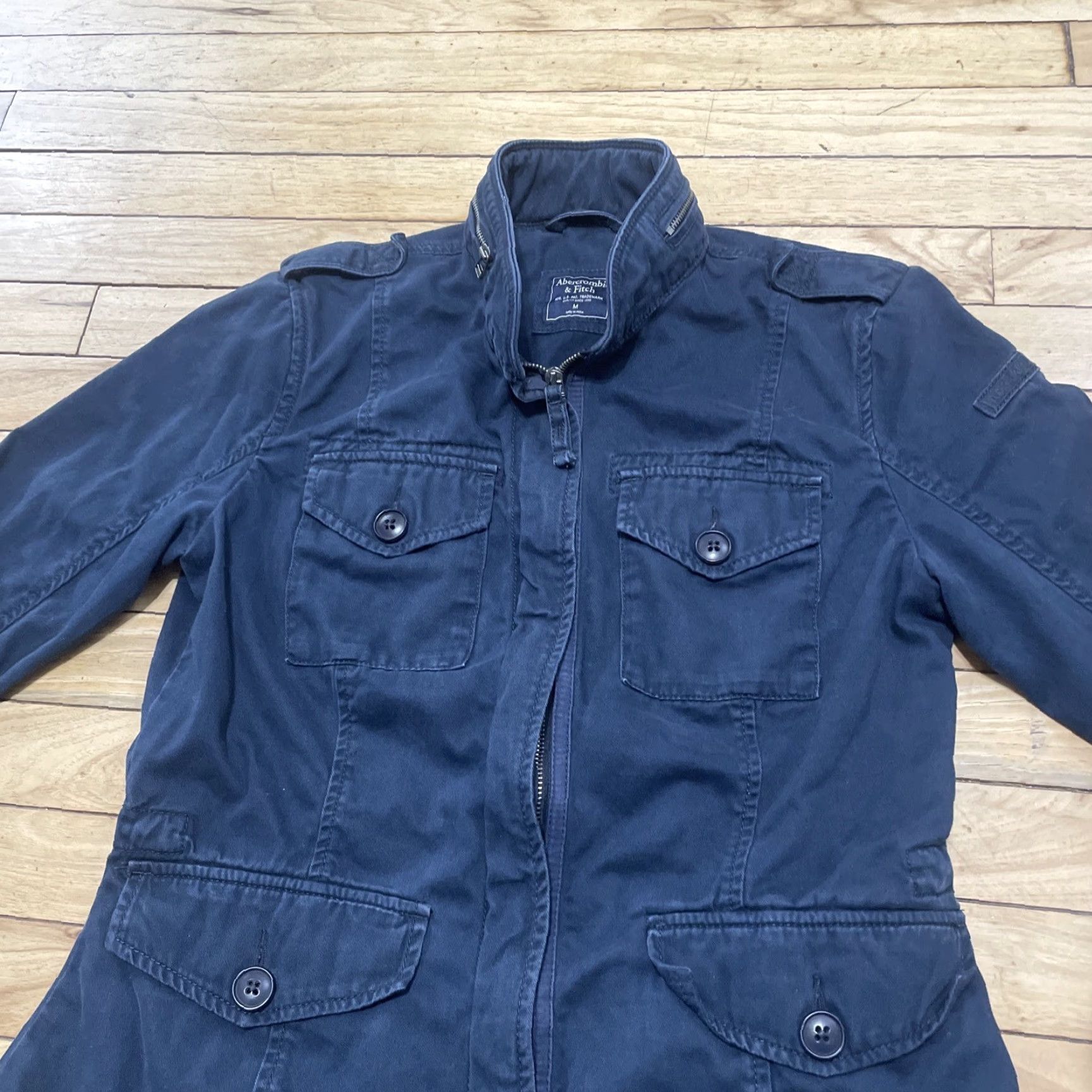 Abercrombie & Fitch VINTAGE Abercrombie & Fitch Military Field Full Zip Cargo Jacket Adult Medium Blue Size US M / EU 48-50 / 2 - 3 Thumbnail