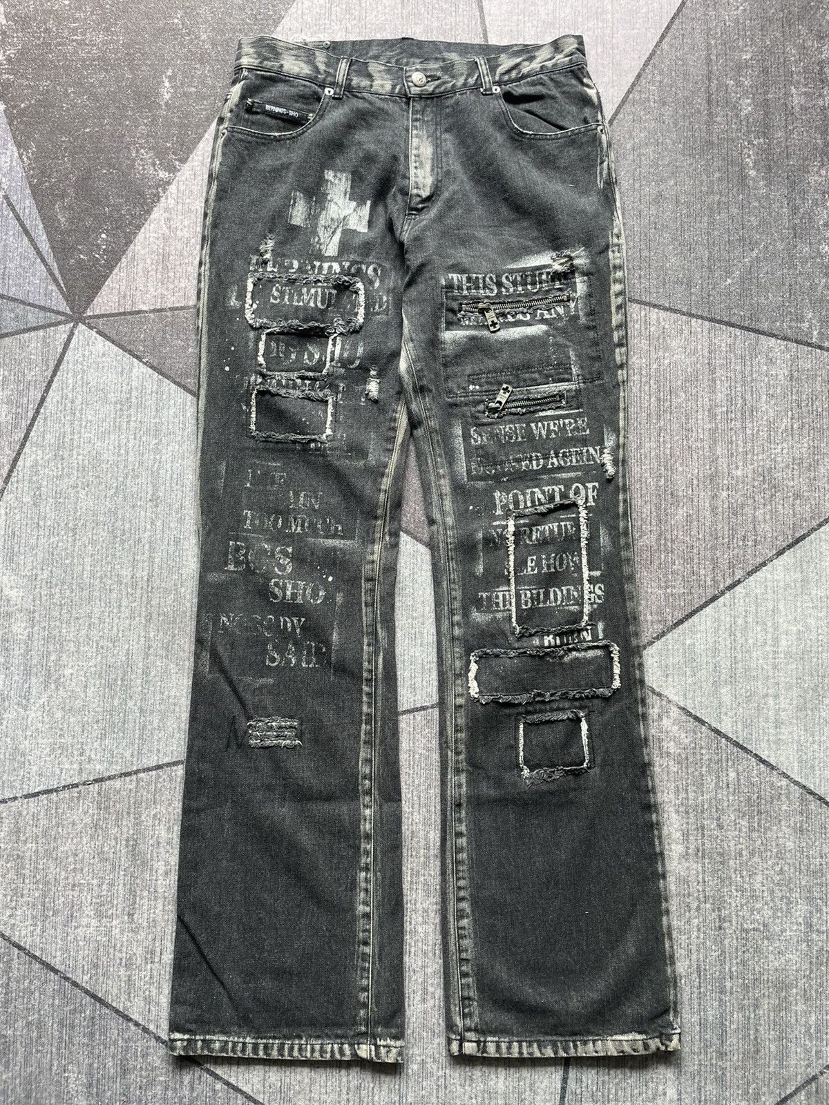 image of 20471120 x Beauty Beast Vintage Bernings Sho Punk Flare Denim Pants in Black Denim, Men's (Size 31)