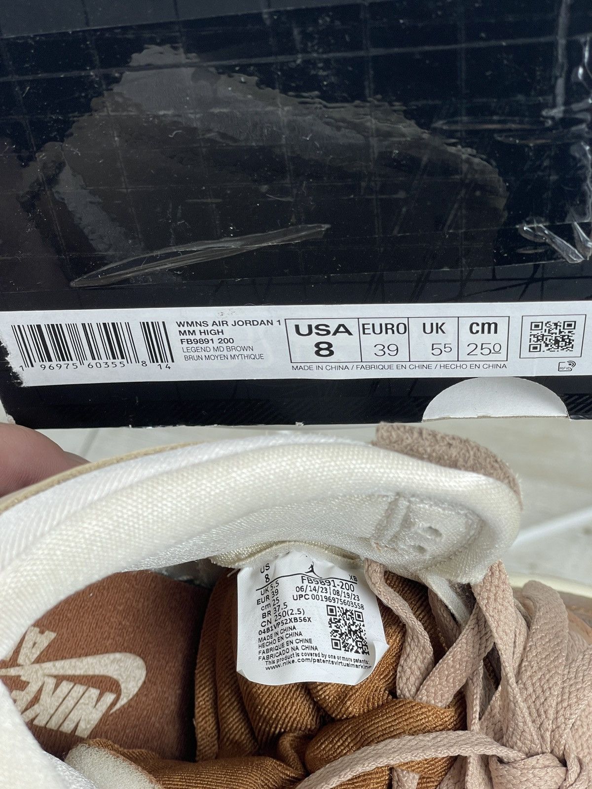 Nike NEW Air Jordan Leather 1 High Mm Legend Medium Brown Sneakers Shoes 39 Size US 5.5 / IT 35.5 - 10 Thumbnail