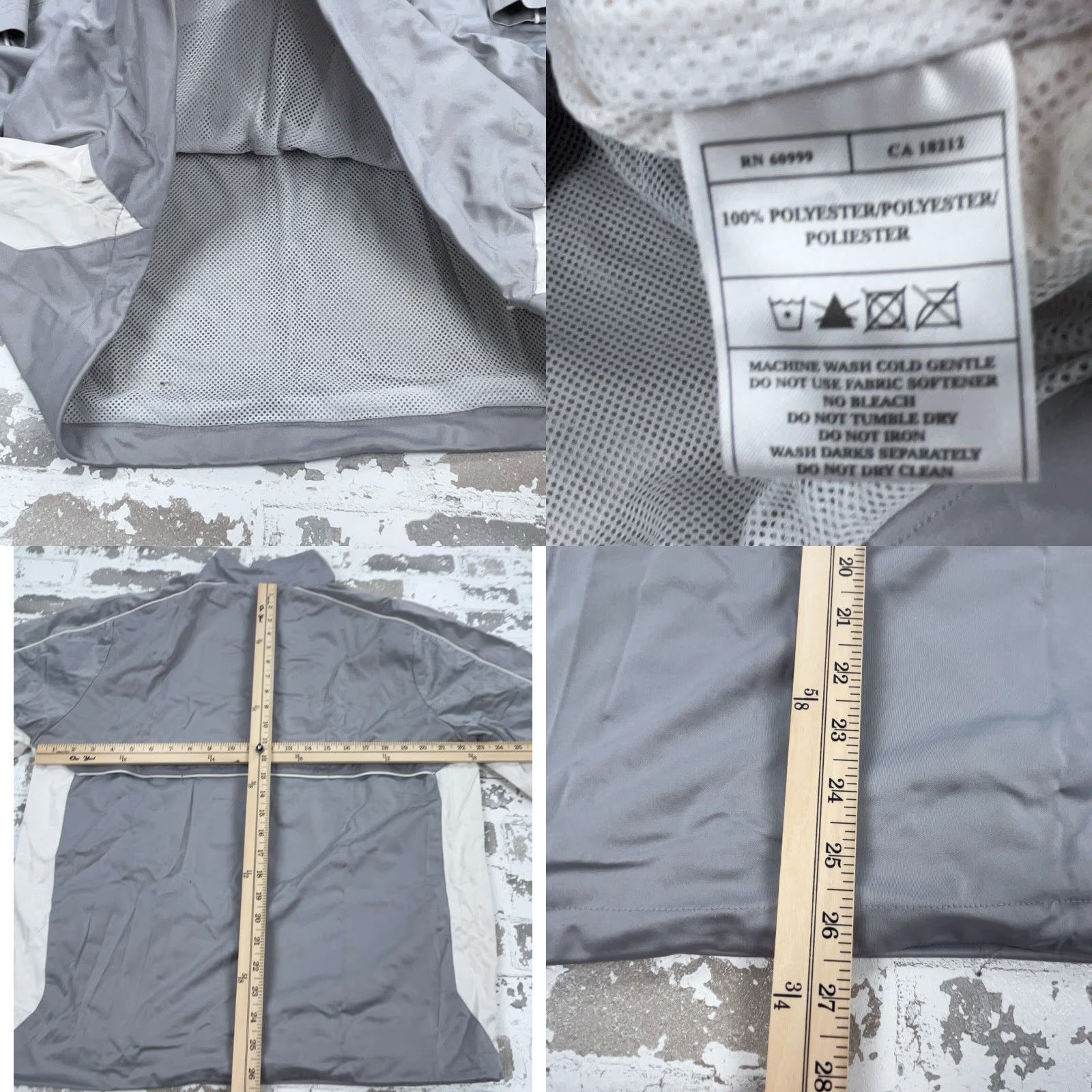 Vintage Antigua Windbreaker Jacket Men L Gray White 1/2 Zip Easy Care Lightweight Moisture Wicking Pockets Sports Golf Hiking Running & Jogging Tennis Walking Size US L / EU 52-54 / 3 - 8 Thumbnail