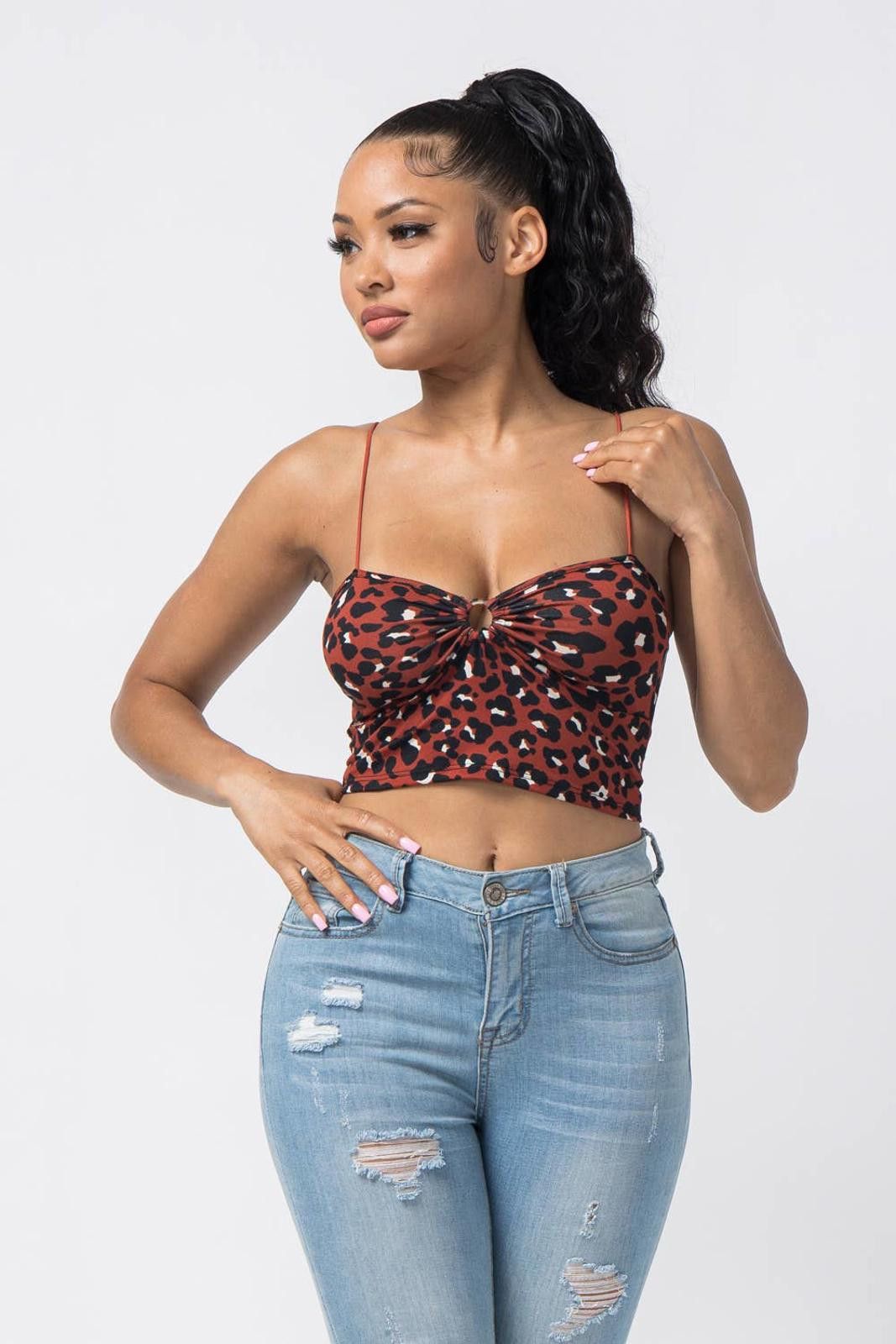 Other Animal Print Leopard Sleeveless O Ring Crop Top Julia Size S / US 4 / IT 40 - 9 Thumbnail