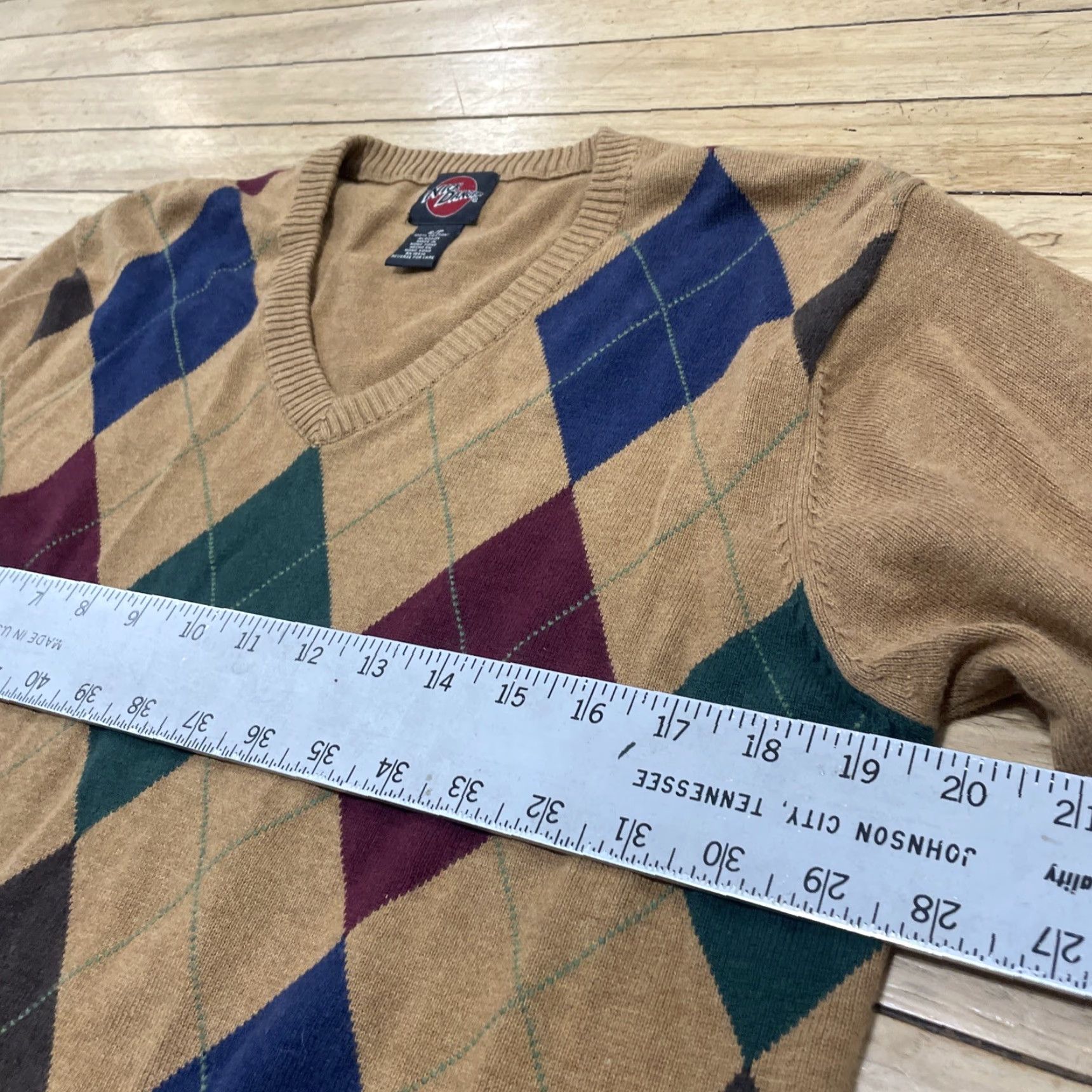 Vintage VINTAGE Nick Danger Sweater Men S Argyle/Diamond 90s Cosby Tan Green Blue Red Academia Size US S / EU 44-46 / 1 - 7 Thumbnail