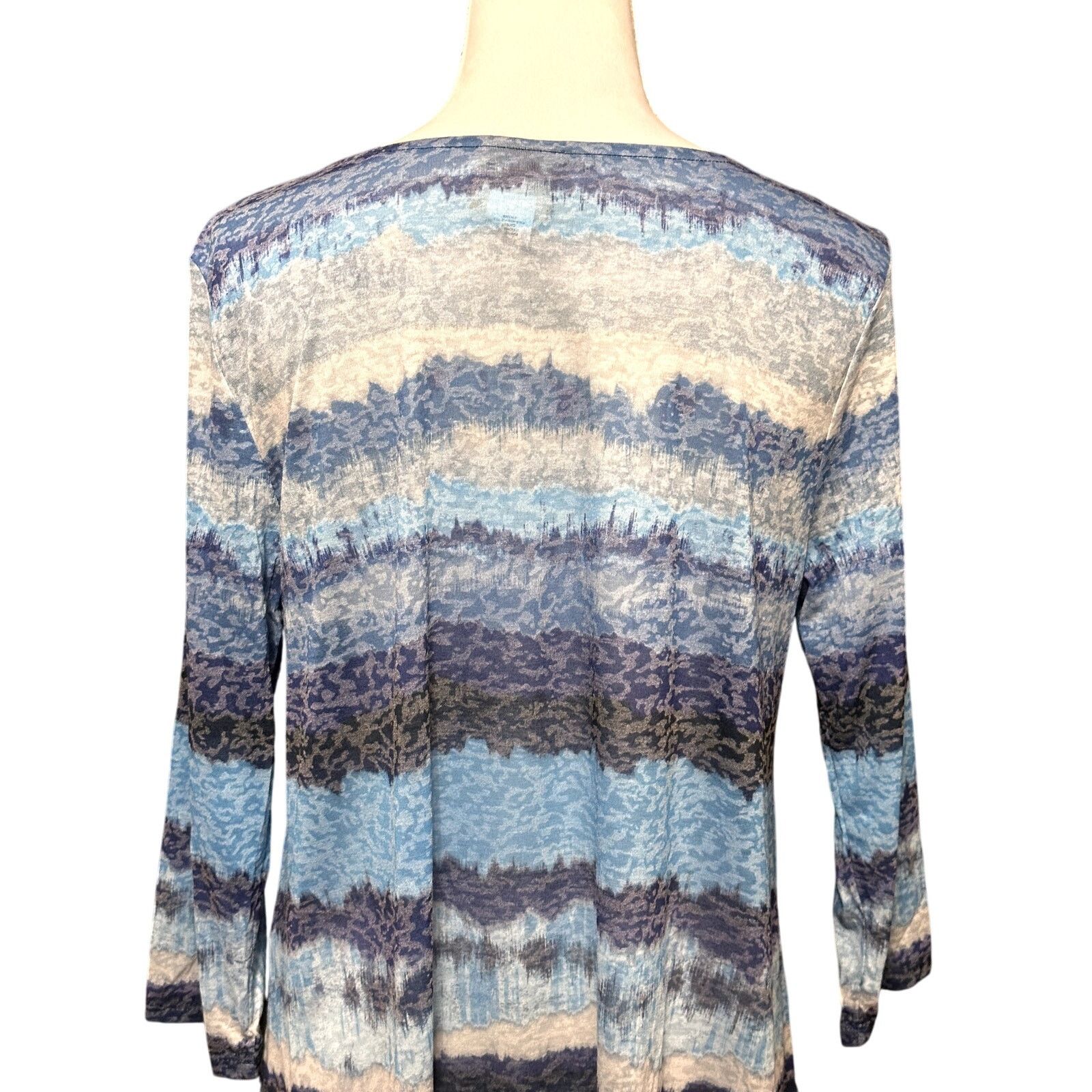 Other Ruby Rd. Blouse Embellished Watercolor Striped Blue W M NWT Size M / US 6-8 / IT 42-44 - 7 Thumbnail