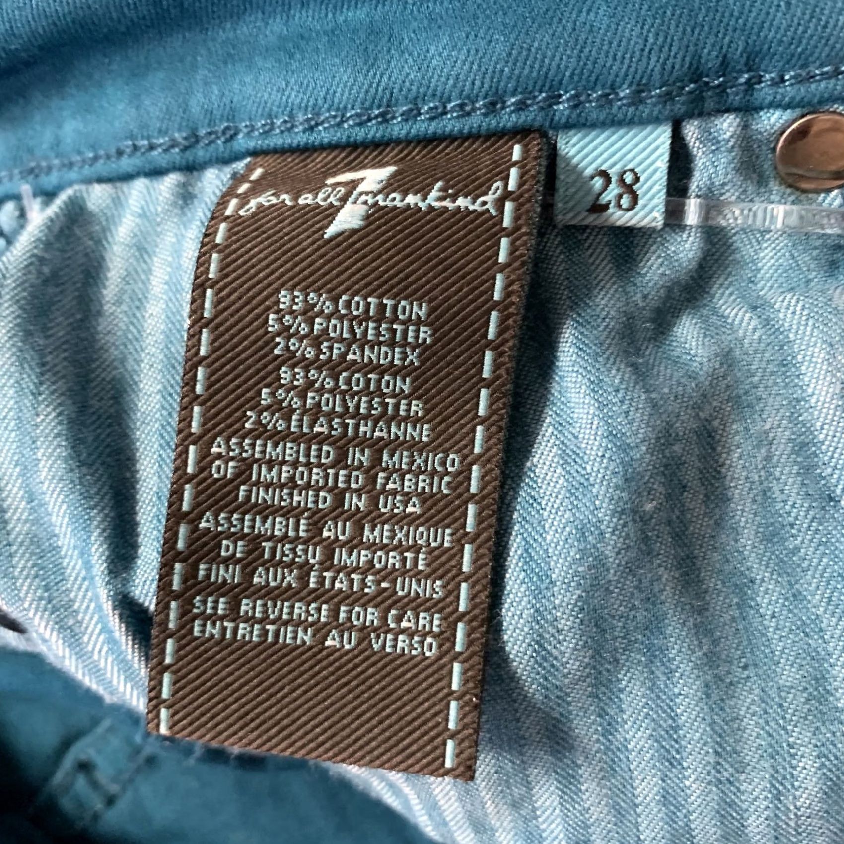 7 For All Mankind FOR ALL 7 MANKIND Slim Pants Cotton Denim Teal Size 30 Size 30" / US 8 / IT 44 - 5 Thumbnail