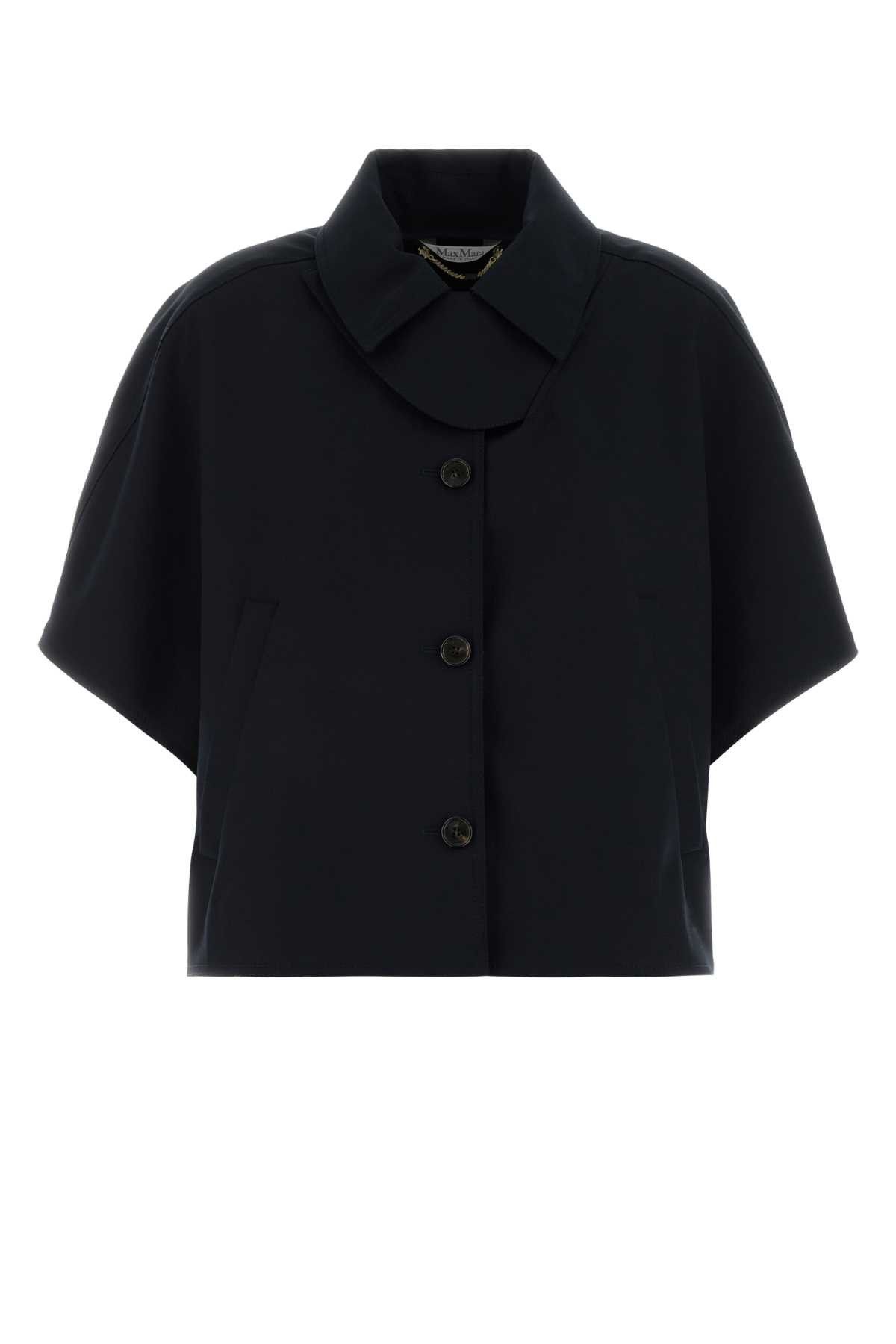 Max Mara Navy Blue Cotton Paggio Cape Size L / US 10 / IT 46 - 1 Thumbnail