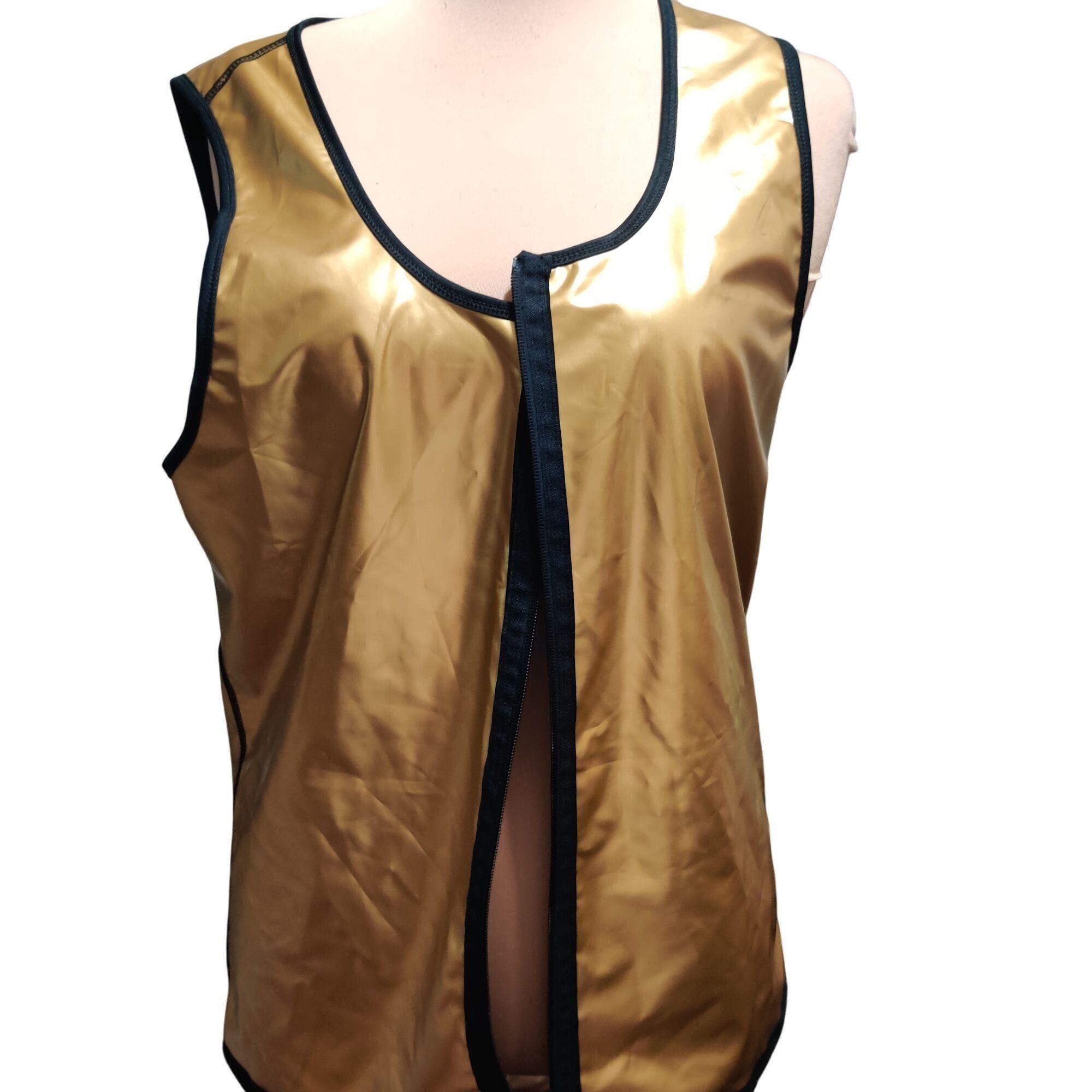 Other Sweat Sauna Vest XXL Womens Tank Top Black Gold Zip Compress Size XXL / US 16-18 / IT 52-54 - 7 Thumbnail