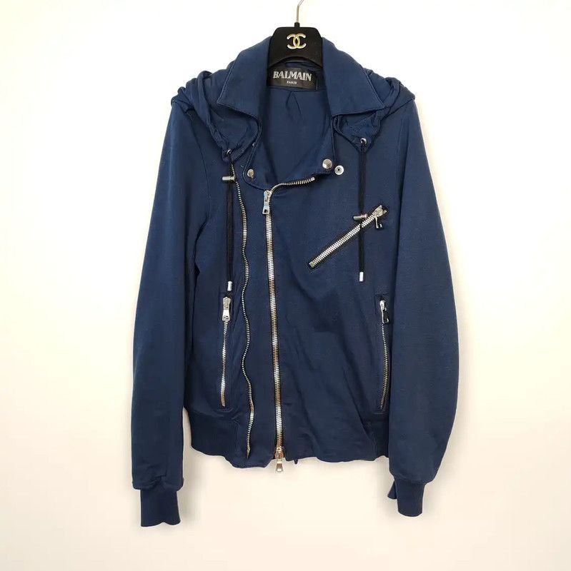 Balmain Balmain Blue Cotton Zip-Up Jacket for Women 0089 Size XS / US 0-2 / IT 36-38 - 1 Thumbnail