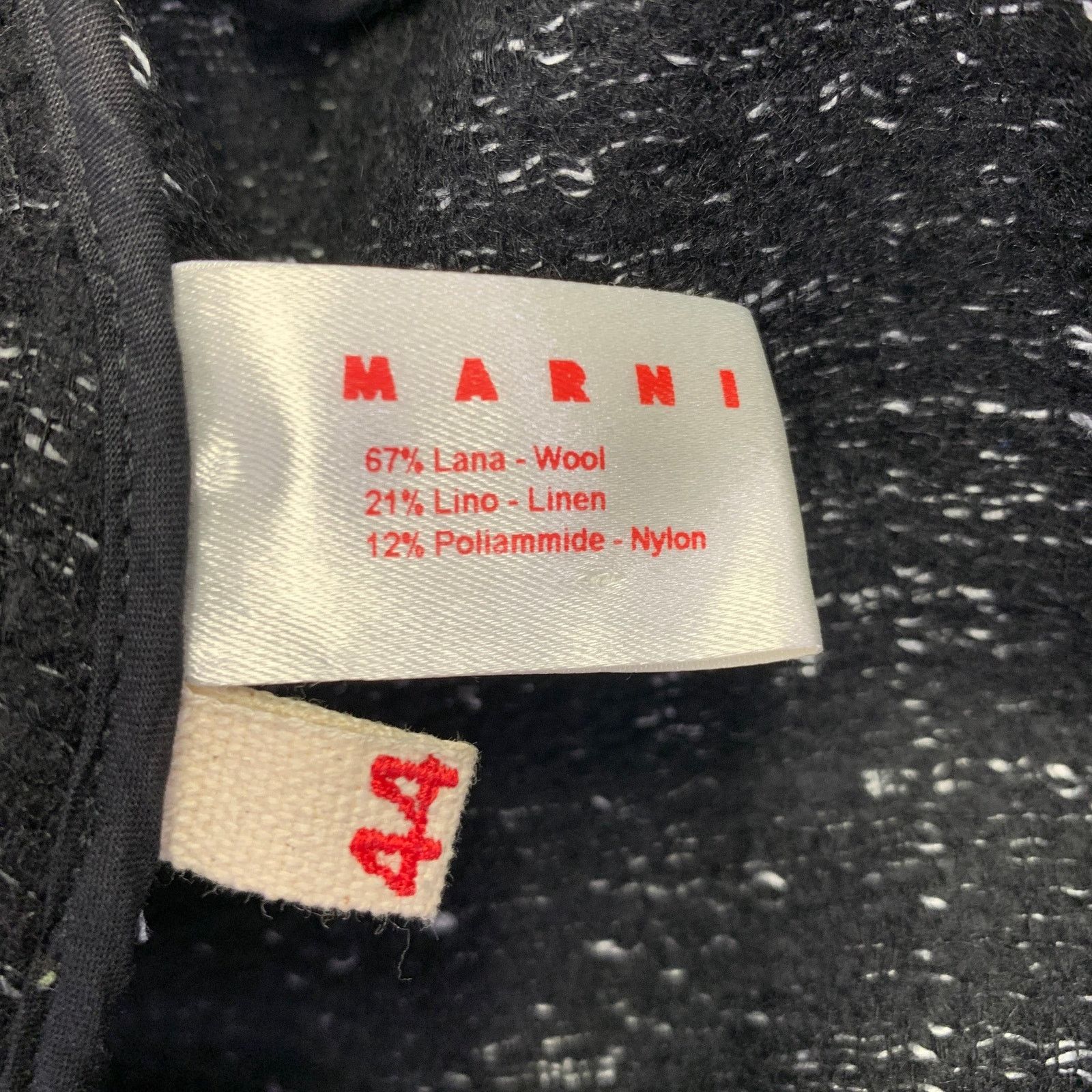 Marni MARNI Size 8 Black White Wool Blend Woven Ruched Zip Up Coat Size US XS / EU 42 / 0 - 6 Thumbnail